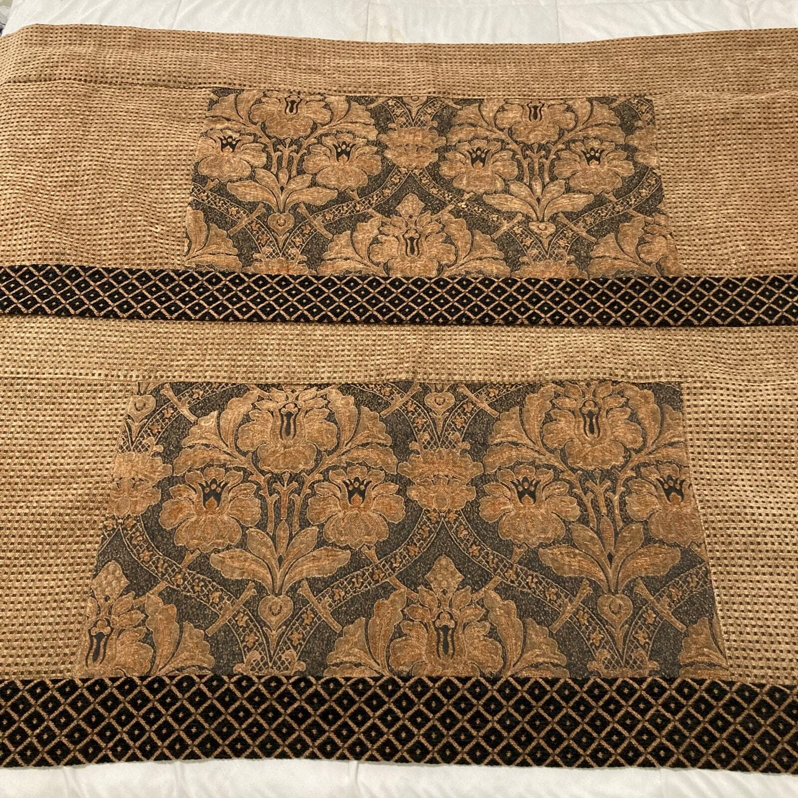 Vintage 1990s Table Runner Set Lot of 2 Brown Gold & Black - Thumbnail 8