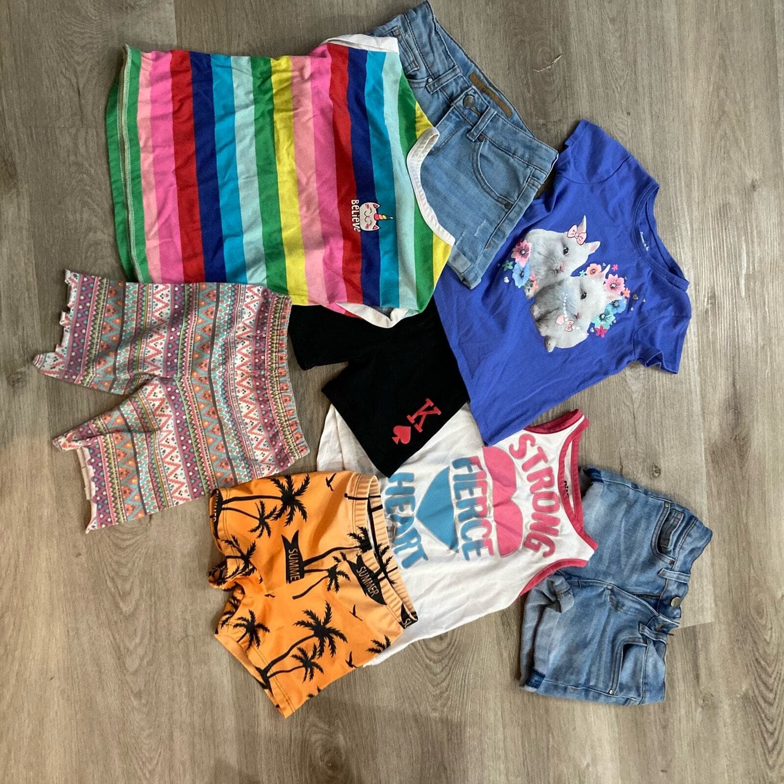Girls 8-Piece Summer Clothing Bundle Size 4–7 Rainbow Unicorn Set Multicolor Lot - Thumbnail 10