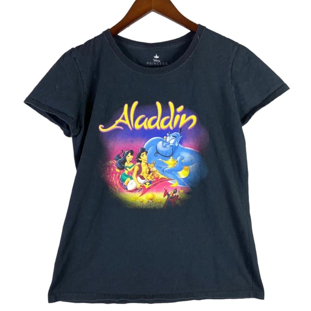 Disney Aladdin Jasmine T-Shirt Princess Juniors Size Medium Genie Shirt Black