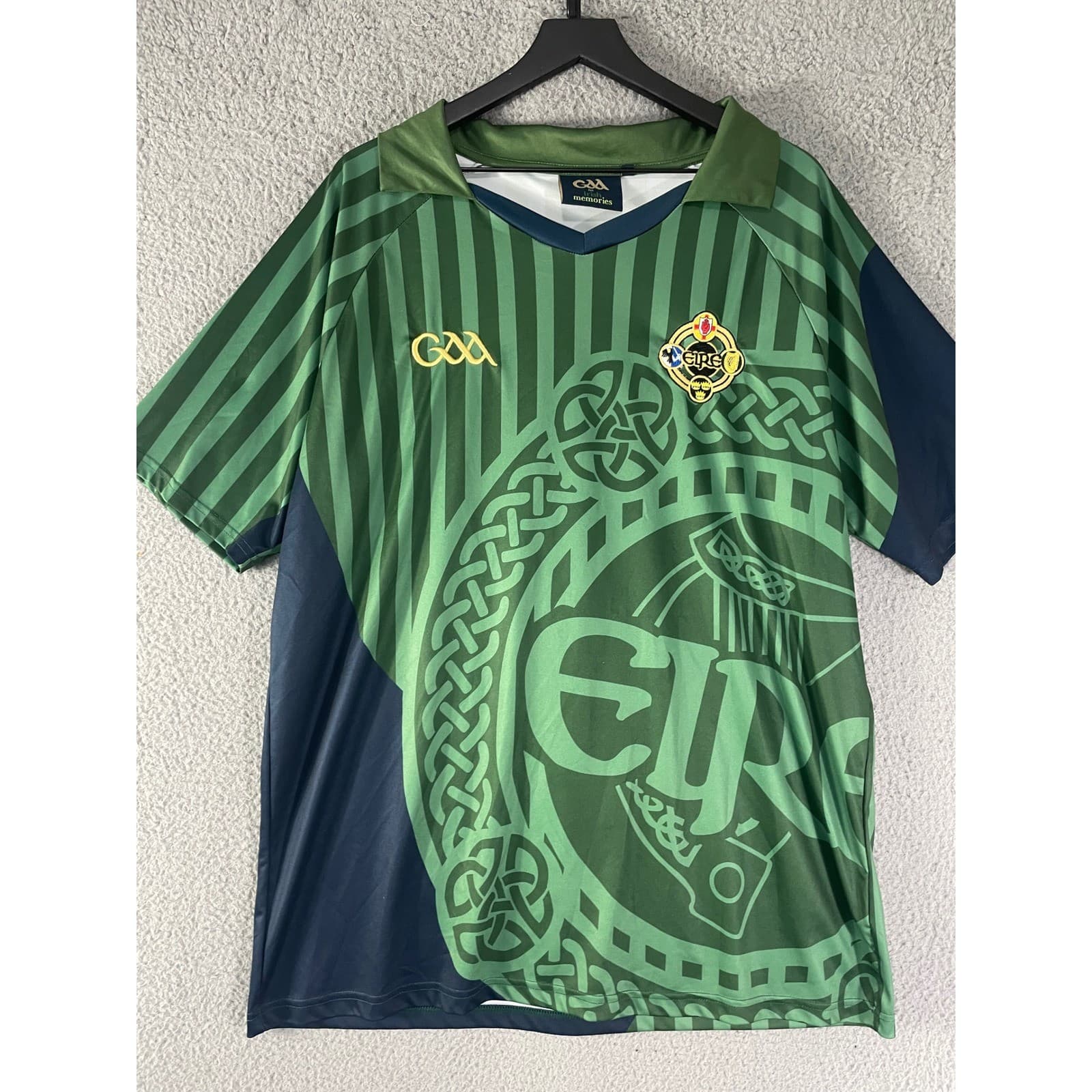 GAA Irish Memories Lansdowne Eire Heritage Jersey Mens XXL Green Navy Gaelic Top - Thumbnail 6