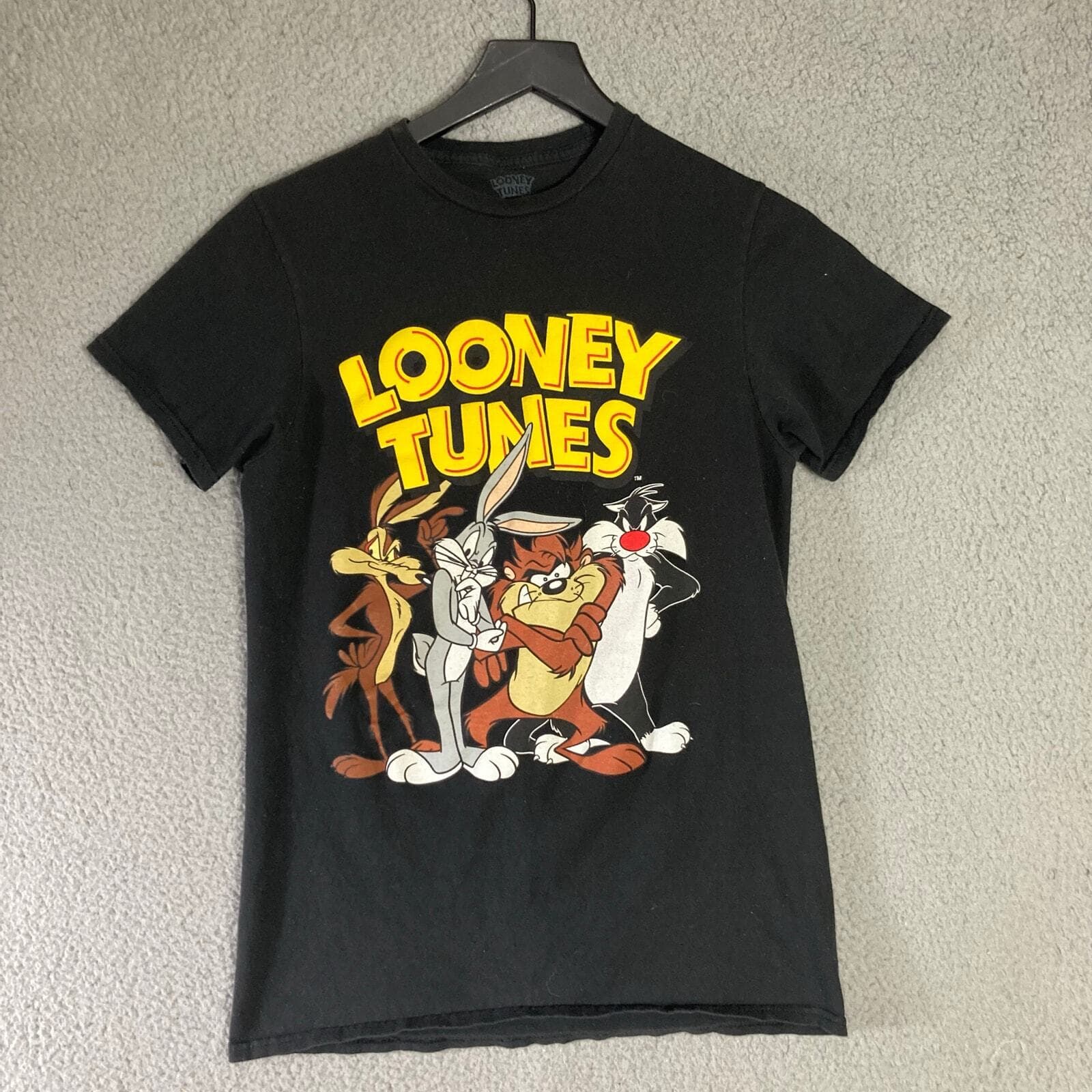 Looney Tunes Graphic Tee Unisex Black Shirt Size M Bugs Bunny Daffy Duck Taz - Thumbnail 3