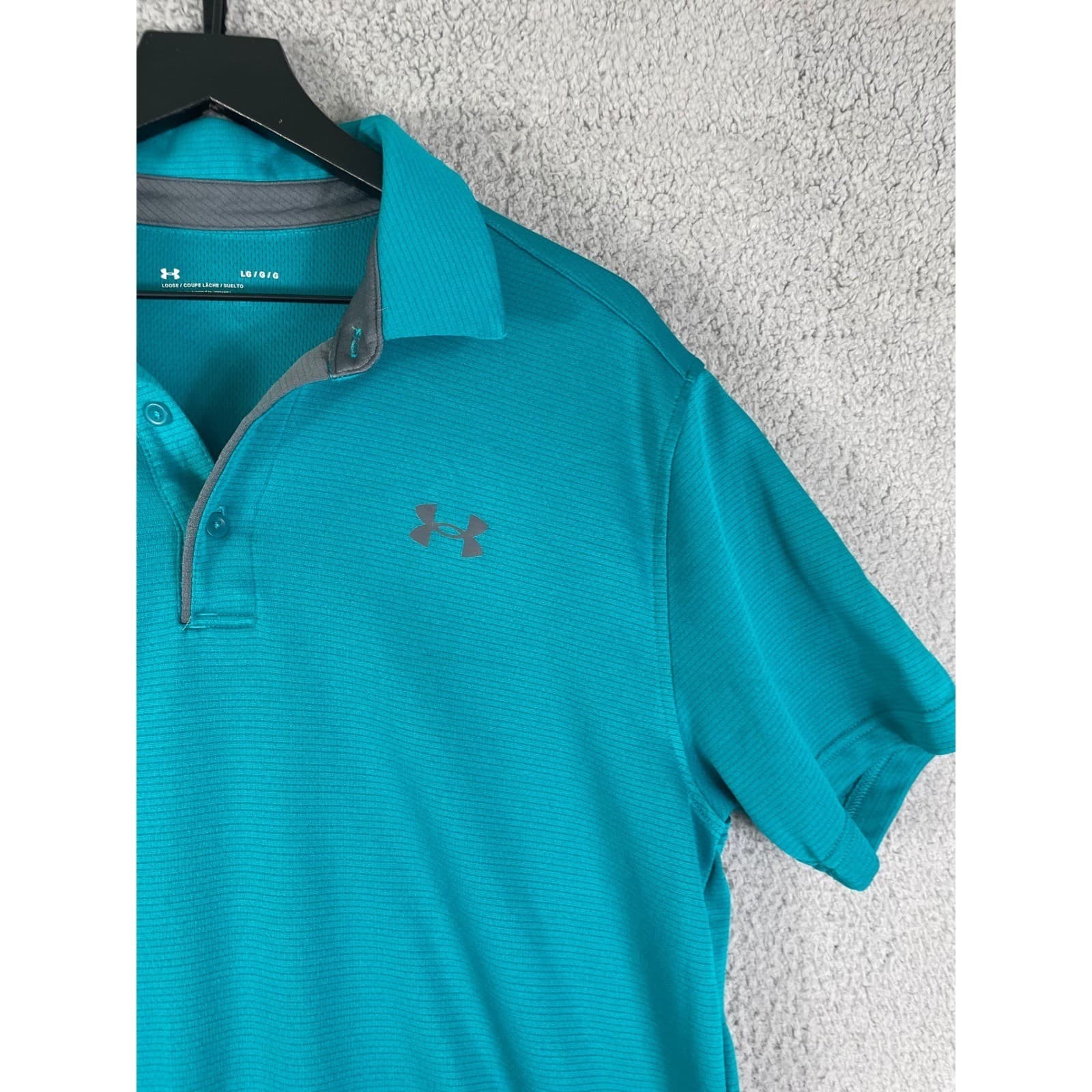 Under Armour Performance Polo Mens L Teal Blue Green Loose Fit Golf Shirt Sport - Thumbnail 8