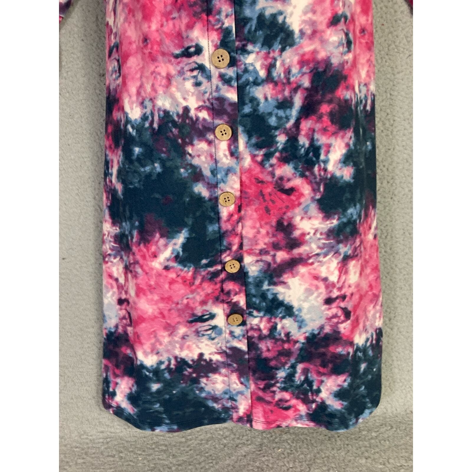 Women's Tie Dye Button-Up Knee Length Dress Multicolor Size L Vintage - Thumbnail 8