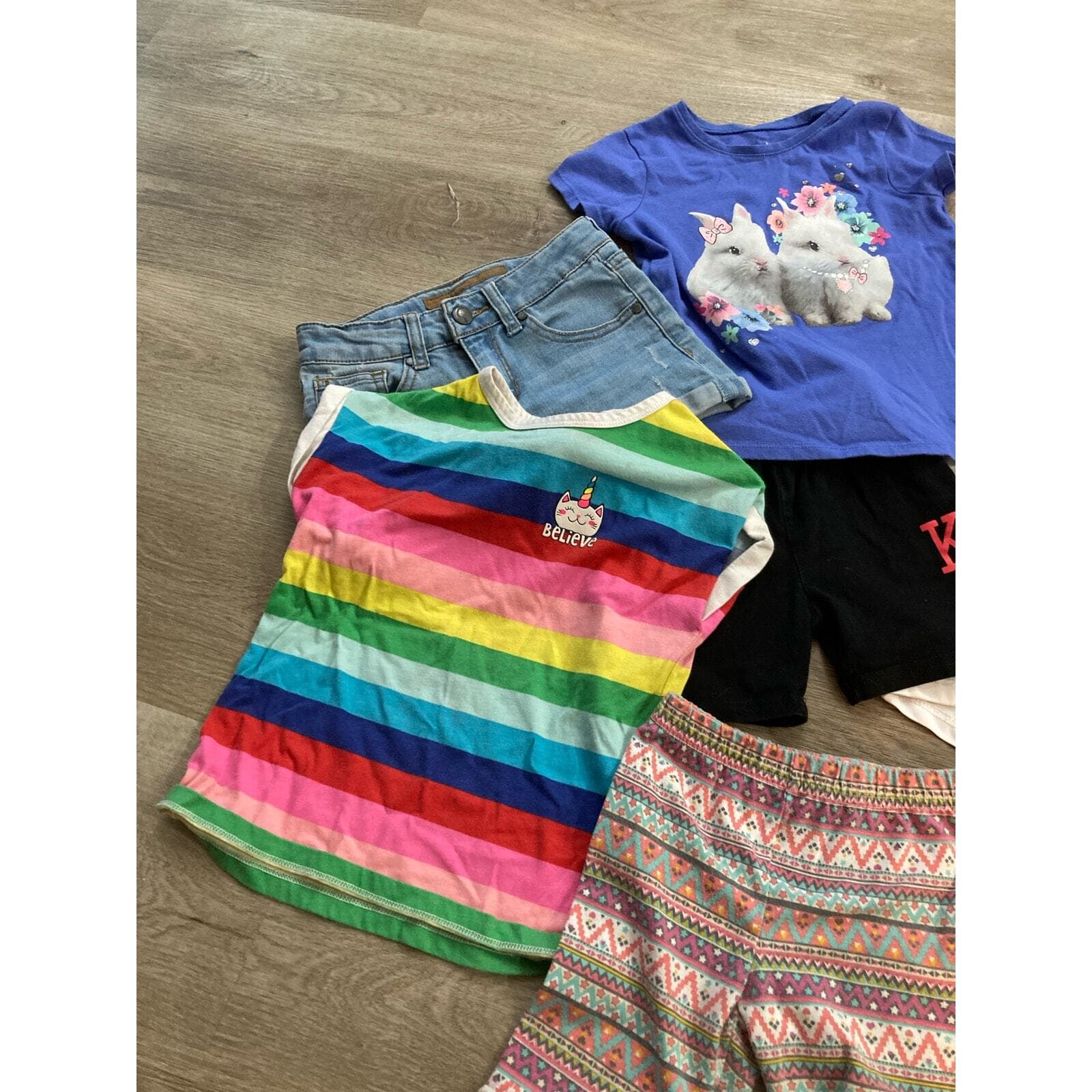 Girls 8-Piece Summer Clothing Bundle Size 4–7 Rainbow Unicorn Set Multicolor Lot - Thumbnail 2