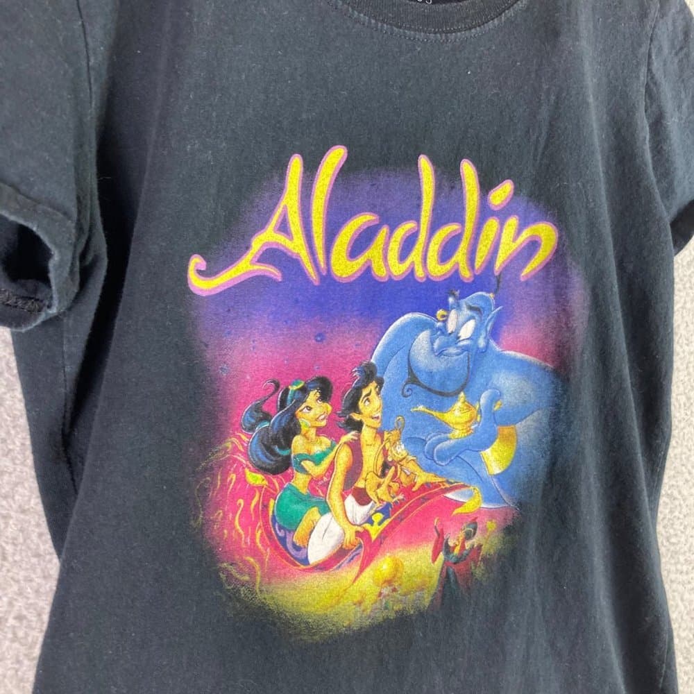 Disney Aladdin Jasmine T-Shirt Princess Juniors Size Medium Genie Shirt Black - Thumbnail 5