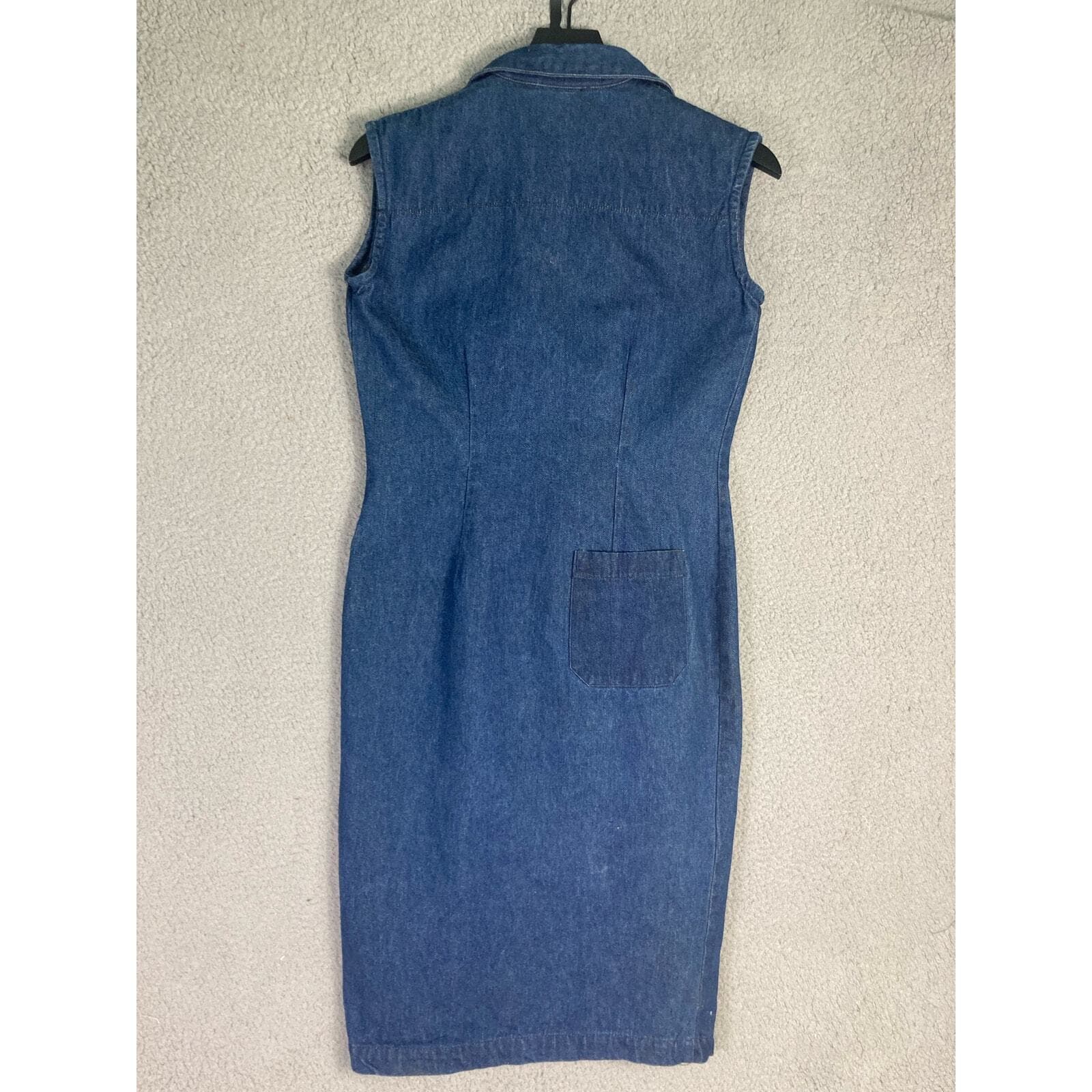 Vintage Denim Dress Women's Size 8 Blue Knee Length Sleeveless Casual ESPRIT - Thumbnail 6