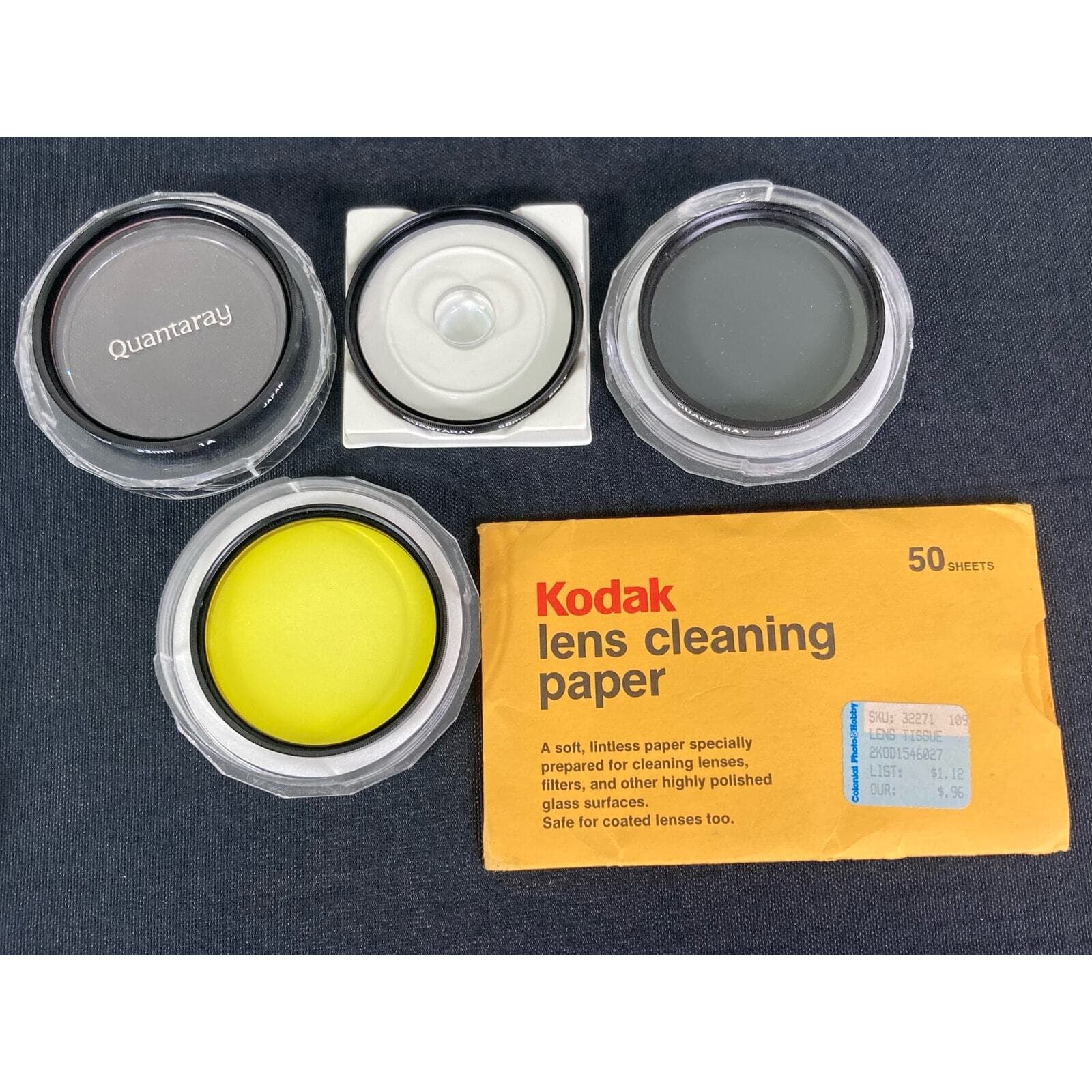 Vintage Quantaray Camera Filters 58mm 62mm Bundle with Cleaning Paper Kit 90s