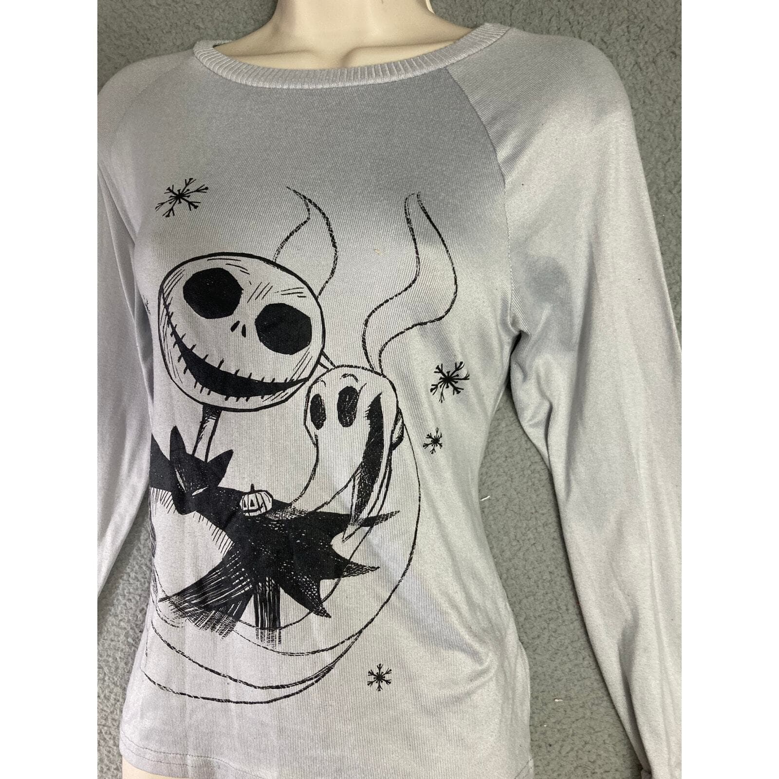 Disney Nightmare Before Christmas Pajama Top Womens XS Jack Skellington Gray Tee - Thumbnail 6