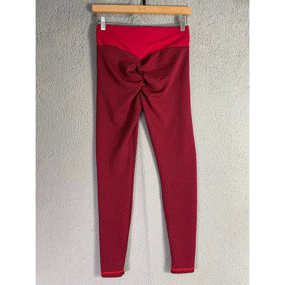 Lot of 2 High Waist Honeycomb Leggings Seamless Teal & Red Size M Textured Fit - Thumbnail 9