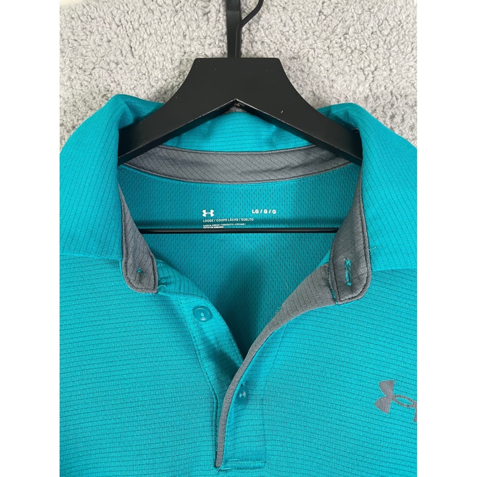 Under Armour Performance Polo Mens L Teal Blue Green Loose Fit Golf Shirt Sport - Thumbnail 9