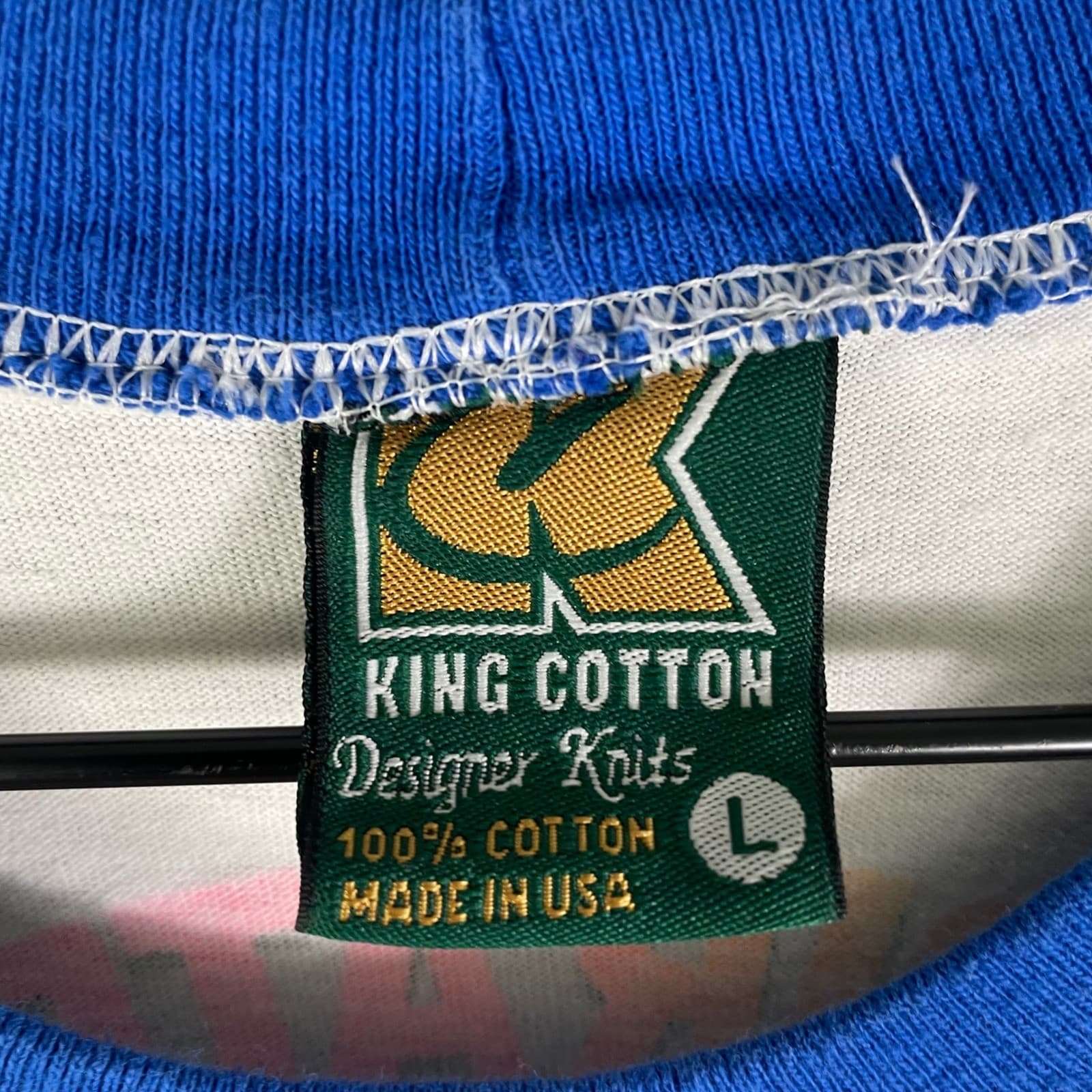 Vintage Jeffs Pirate Cove Raglan T Shirt Blue White Made USA King Cotton Guam - Thumbnail 2