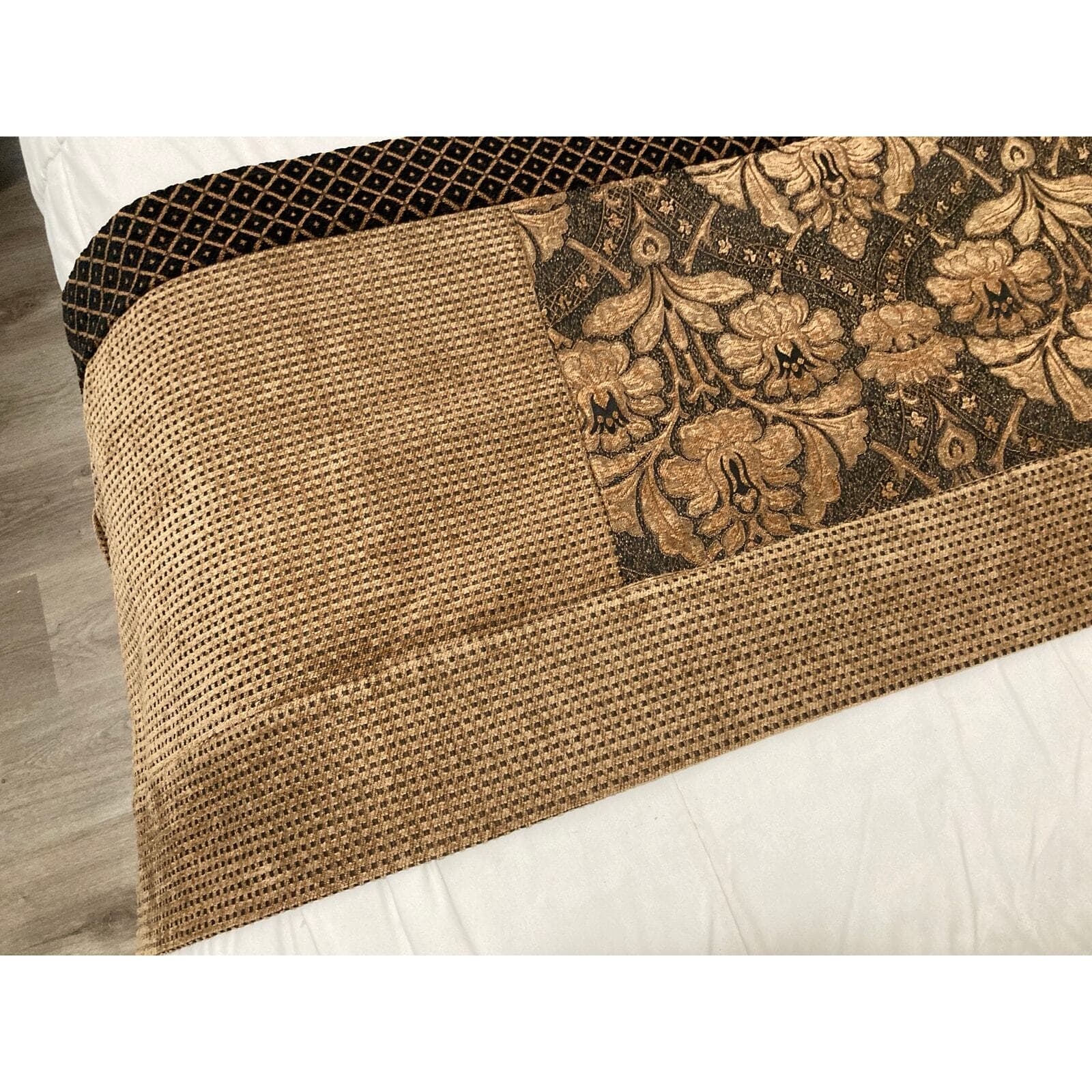 Vintage 1990s Table Runner Set Lot of 2 Brown Gold & Black - Thumbnail 4