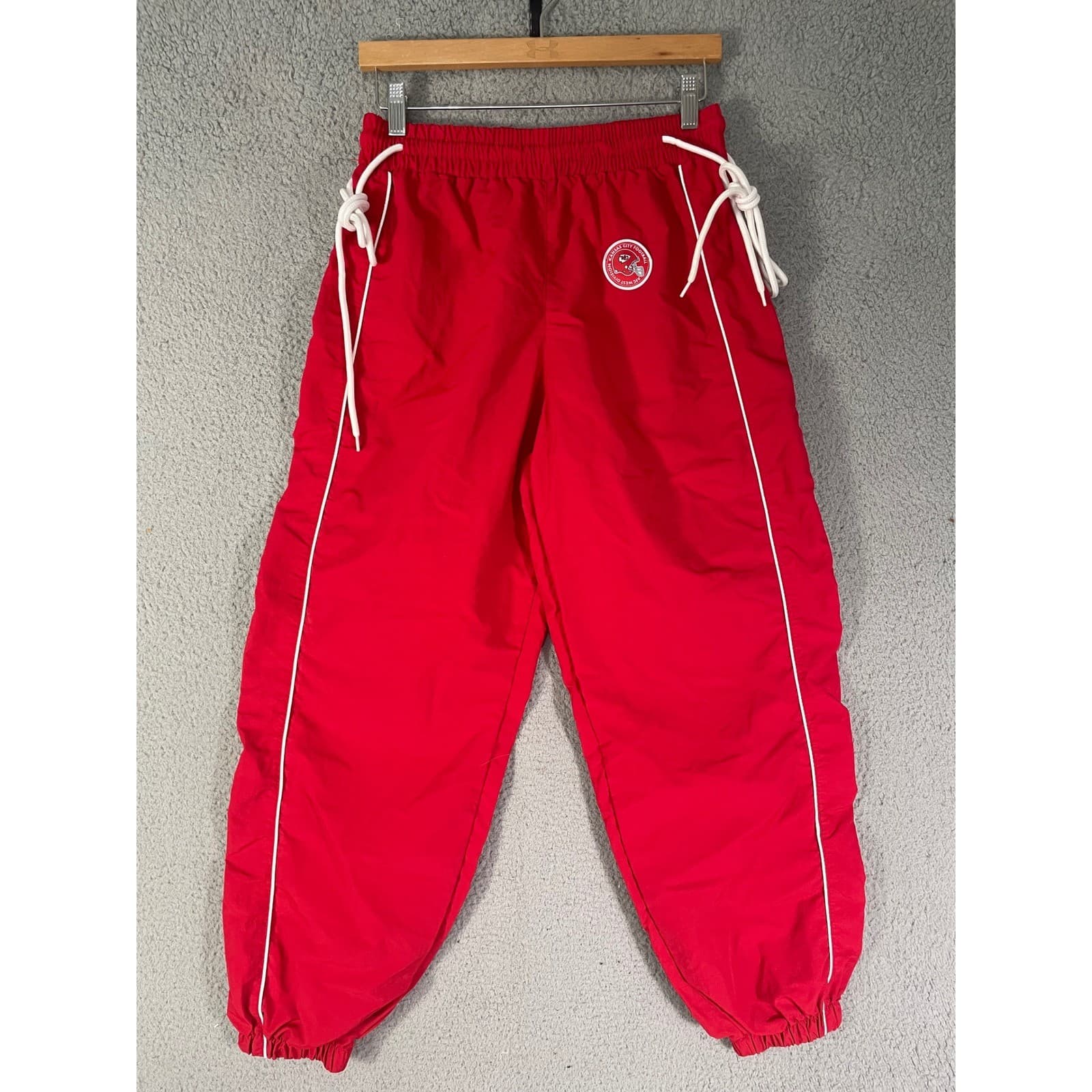 NFL Ultra Game Kansas City Chiefs Track Pants Mens M Red Nylon Football Tailgate - Thumbnail 5