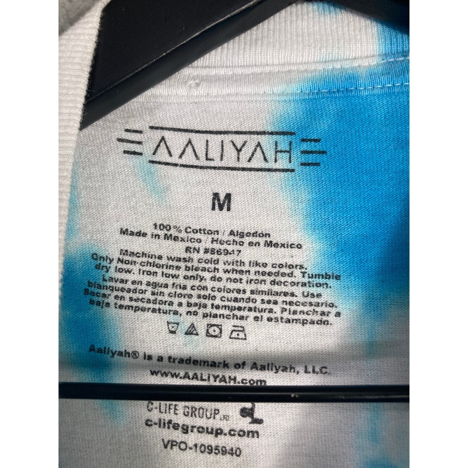 Aaliyah Women's Tie Dye Graphic Tee Blue Medium Music Retro Casual Top - Thumbnail 6