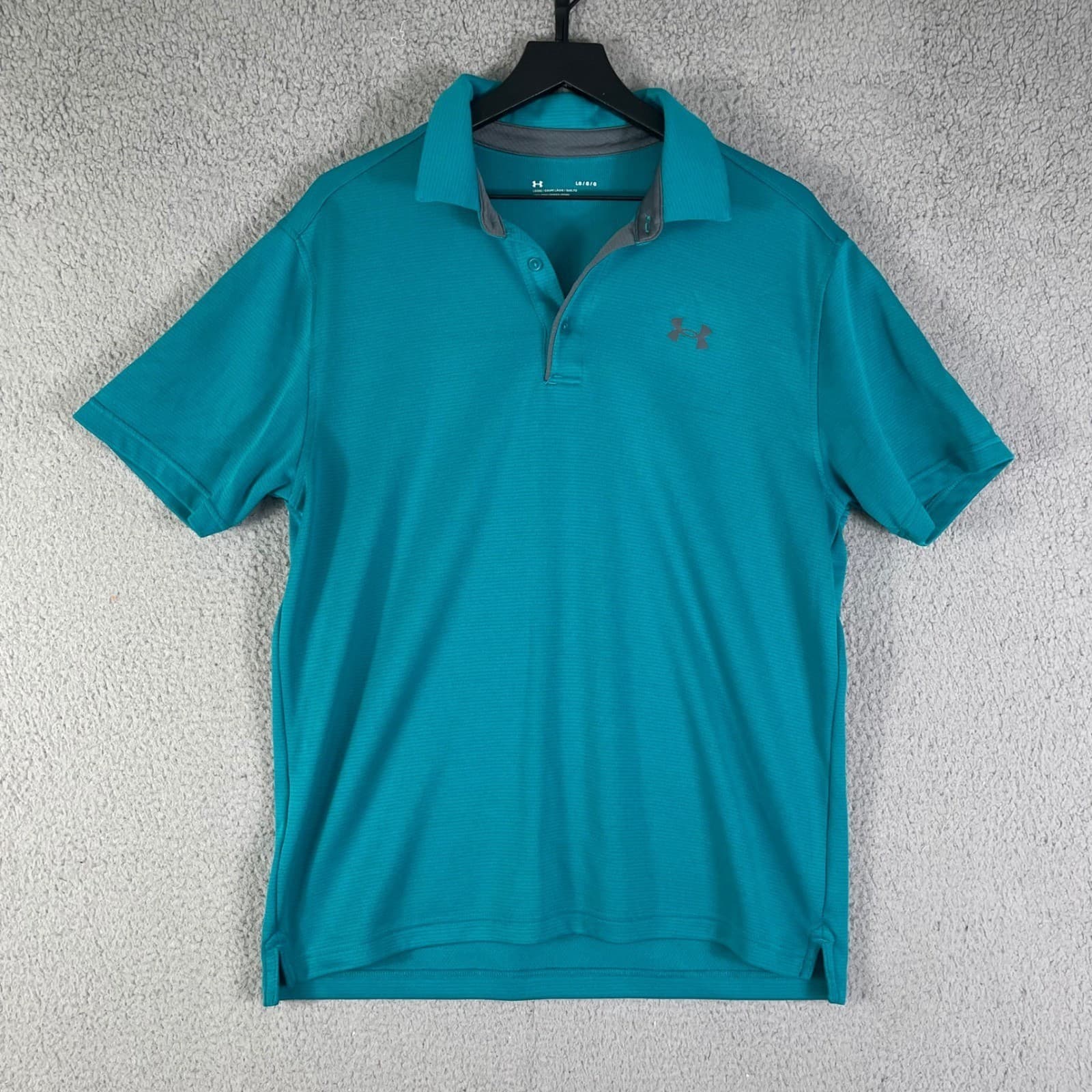 Under Armour Performance Polo Mens L Teal Blue Green Loose Fit Golf Shirt Sport - Thumbnail 6