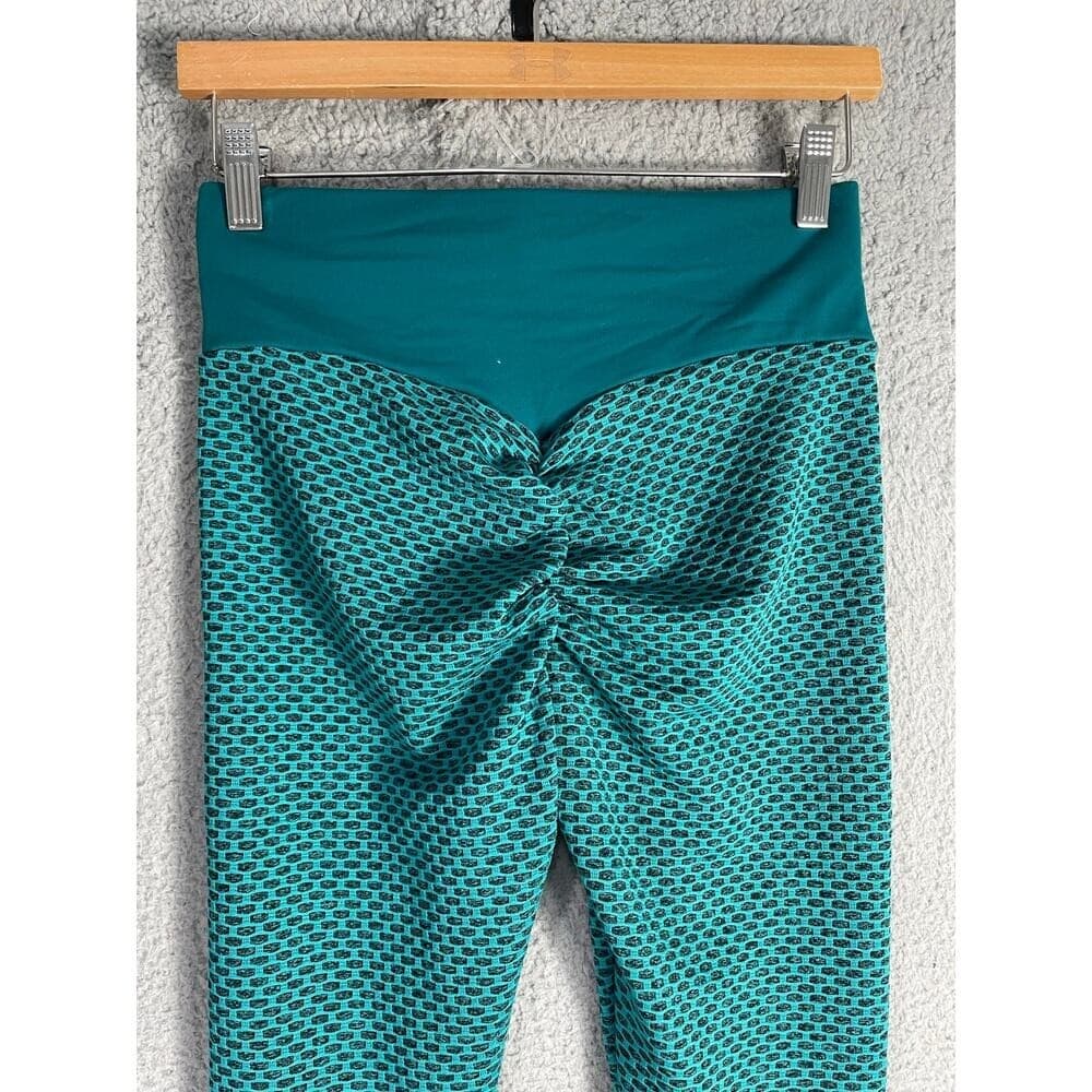 Lot of 2 High Waist Honeycomb Leggings Seamless Teal & Red Size M Textured Fit - Thumbnail 5