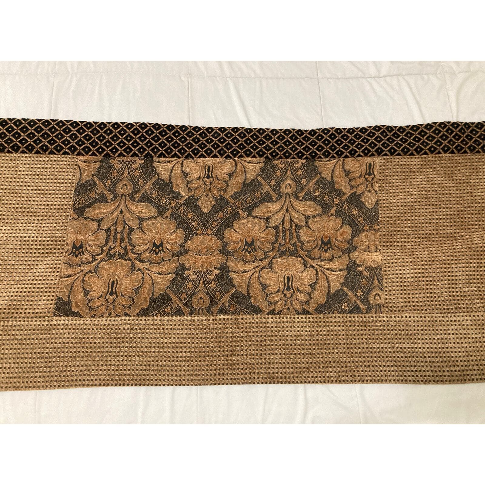 Vintage 1990s Table Runner Set Lot of 2 Brown Gold & Black - Thumbnail 2