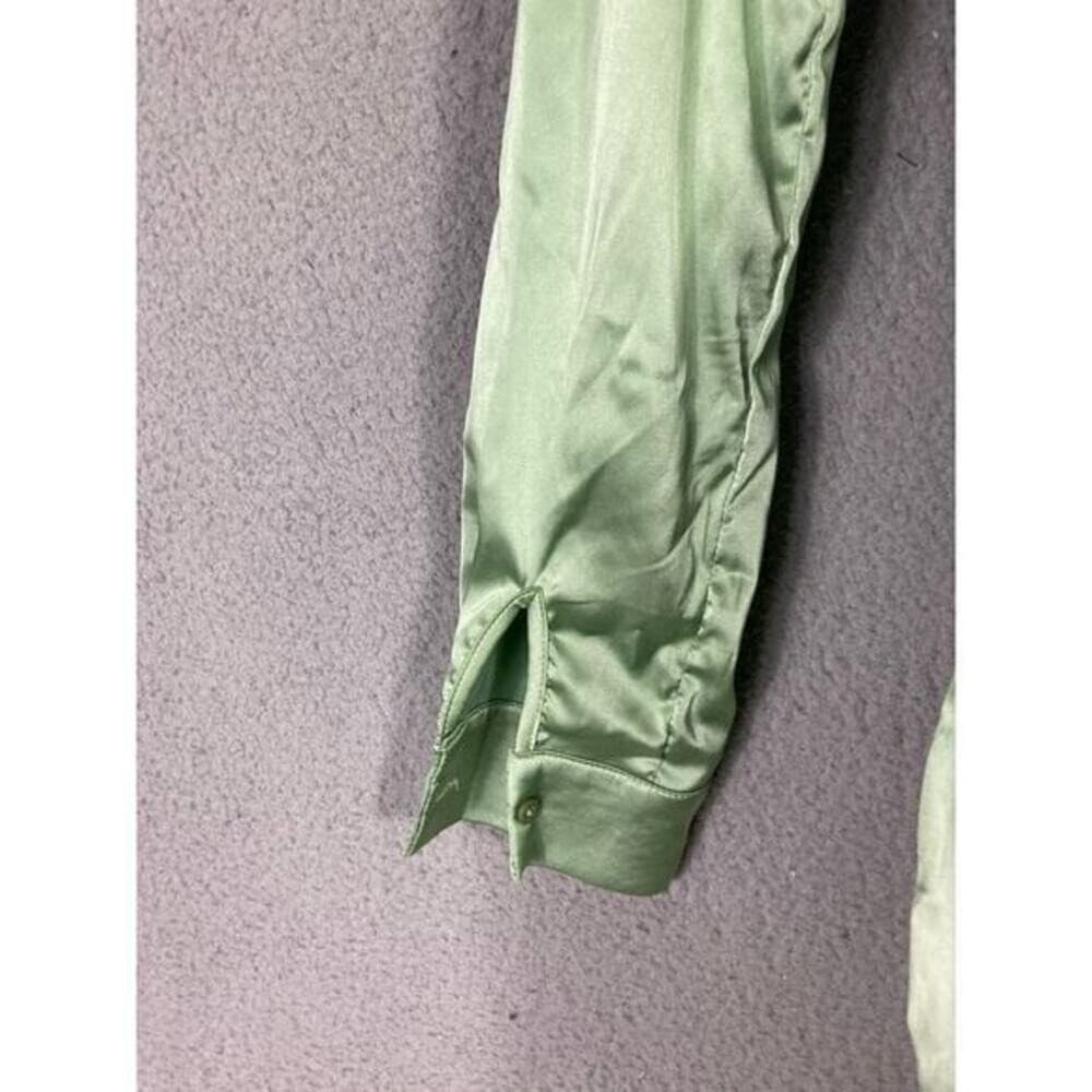 SHEIN Satin Nightgown Olive Green Long Bell Sleeve Tie Waist XS New NWT - Thumbnail 10