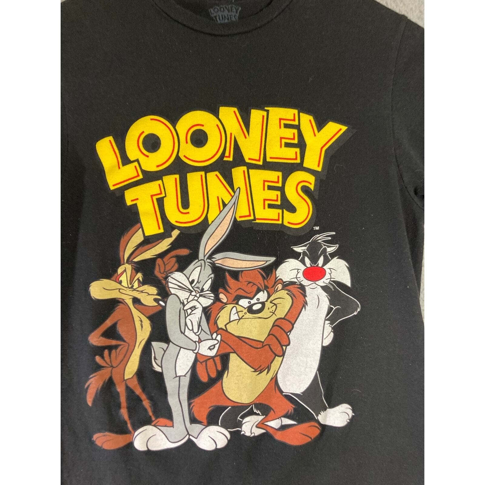 Looney Tunes Graphic Tee Unisex Black Shirt Size M Bugs Bunny Daffy Duck Taz - Thumbnail 5