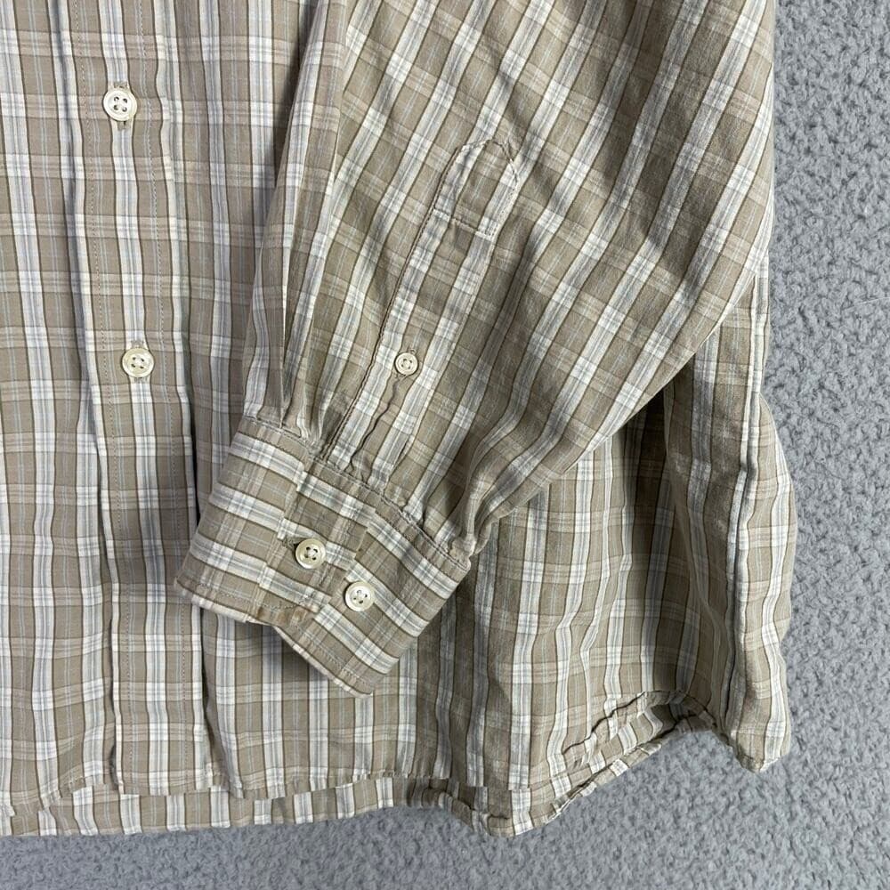 Saddlebred Men’s XL Button-Up Shirt Beige Plaid Long Sleeve 100% Cotton Casual - Thumbnail 5
