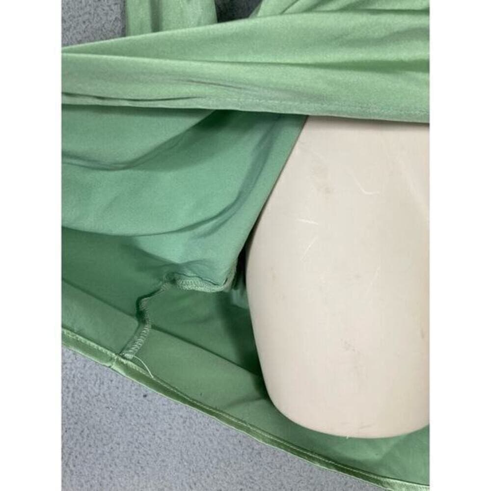 SHEIN Satin Nightgown Olive Green Long Bell Sleeve Tie Waist XS New NWT - Thumbnail 8