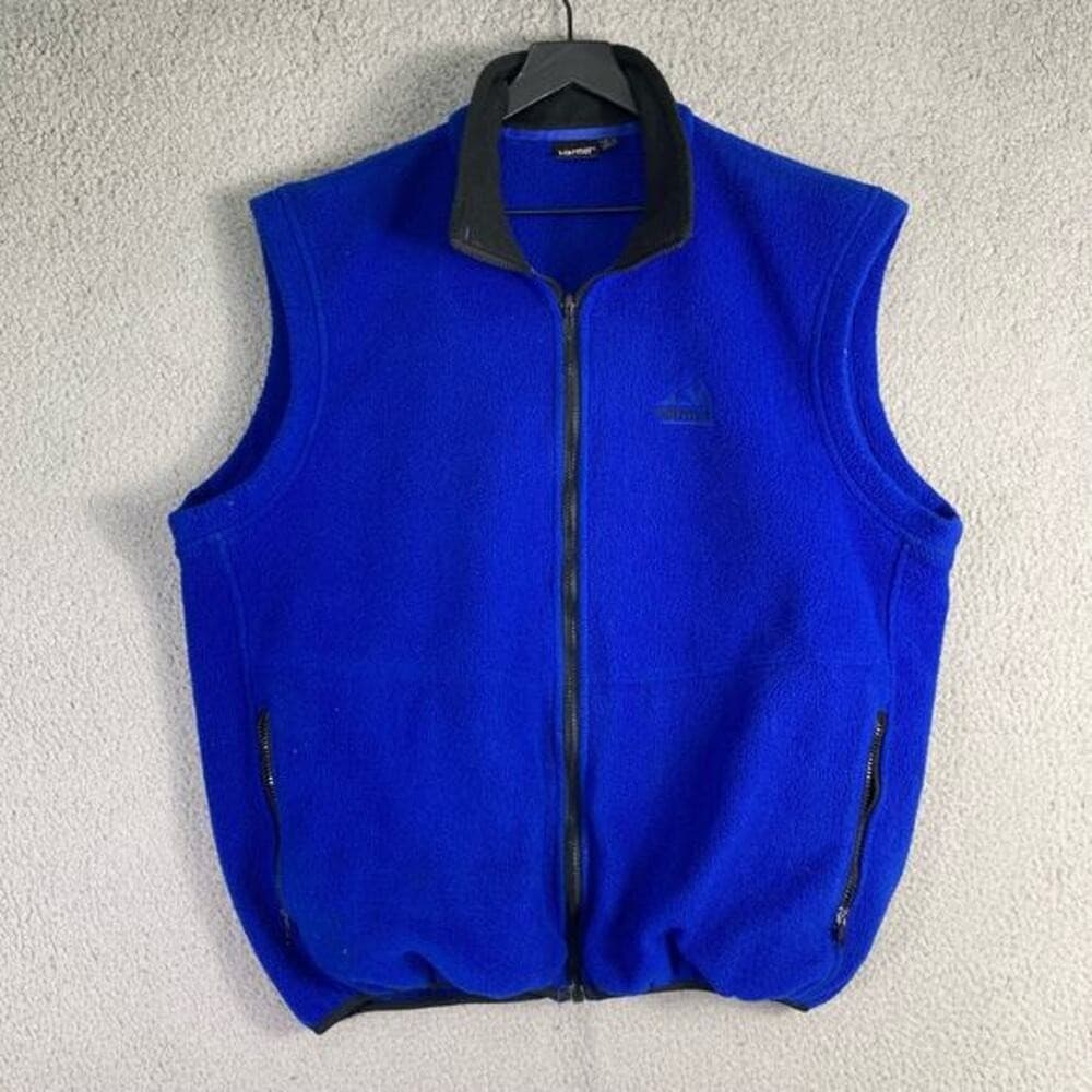 Marmot Men's XL Vintage Fleece Vest Blue Full Zip Hiking Camping Casual - Thumbnail 12