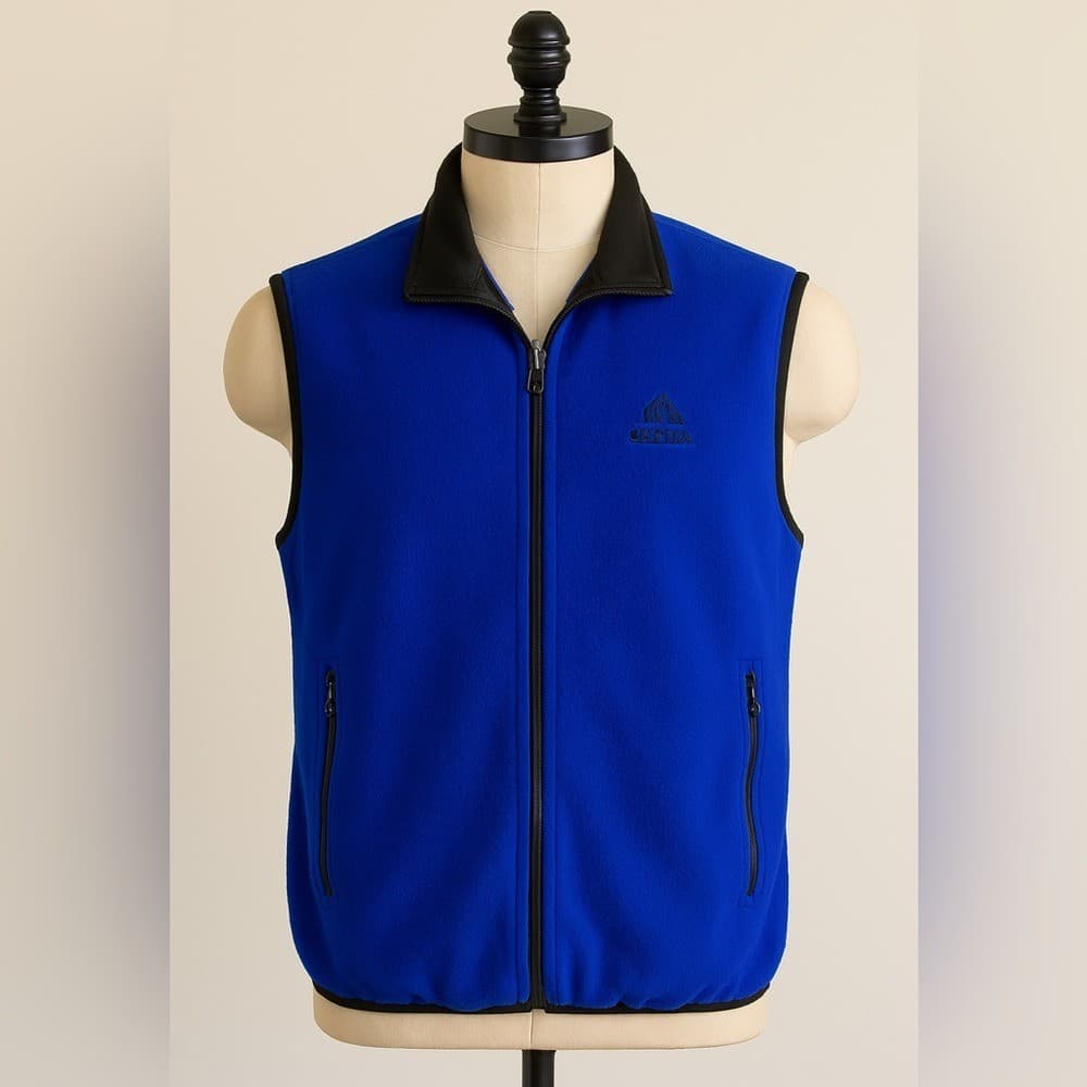 Marmot Men's XL Vintage Fleece Vest Blue Full Zip Hiking Camping Casual - Thumbnail 2