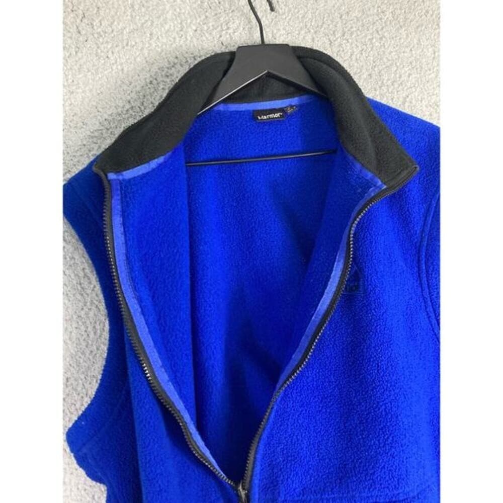 Marmot Men's XL Vintage Fleece Vest Blue Full Zip Hiking Camping Casual - Thumbnail 9