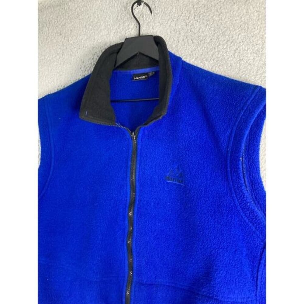 Marmot Men's XL Vintage Fleece Vest Blue Full Zip Hiking Camping Casual - Thumbnail 8
