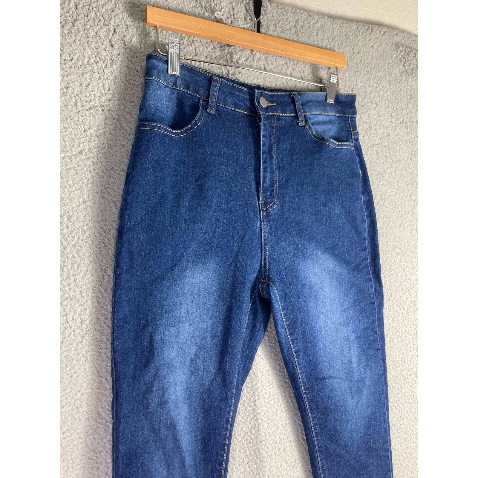Women's High Waist Stretch Denim Jeggings Medium Blue M - Thumbnail 5