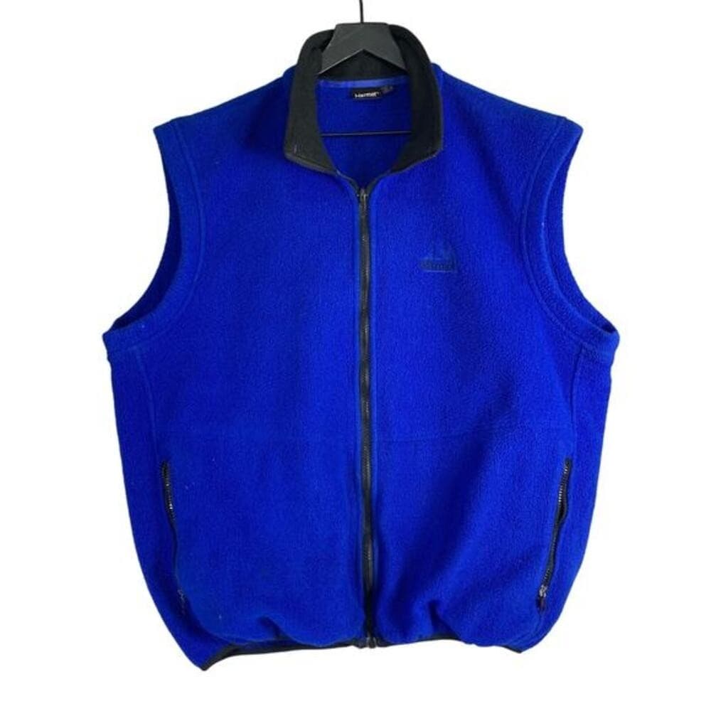 Marmot Men's XL Vintage Fleece Vest Blue Full Zip Hiking Camping Casual - Thumbnail 3