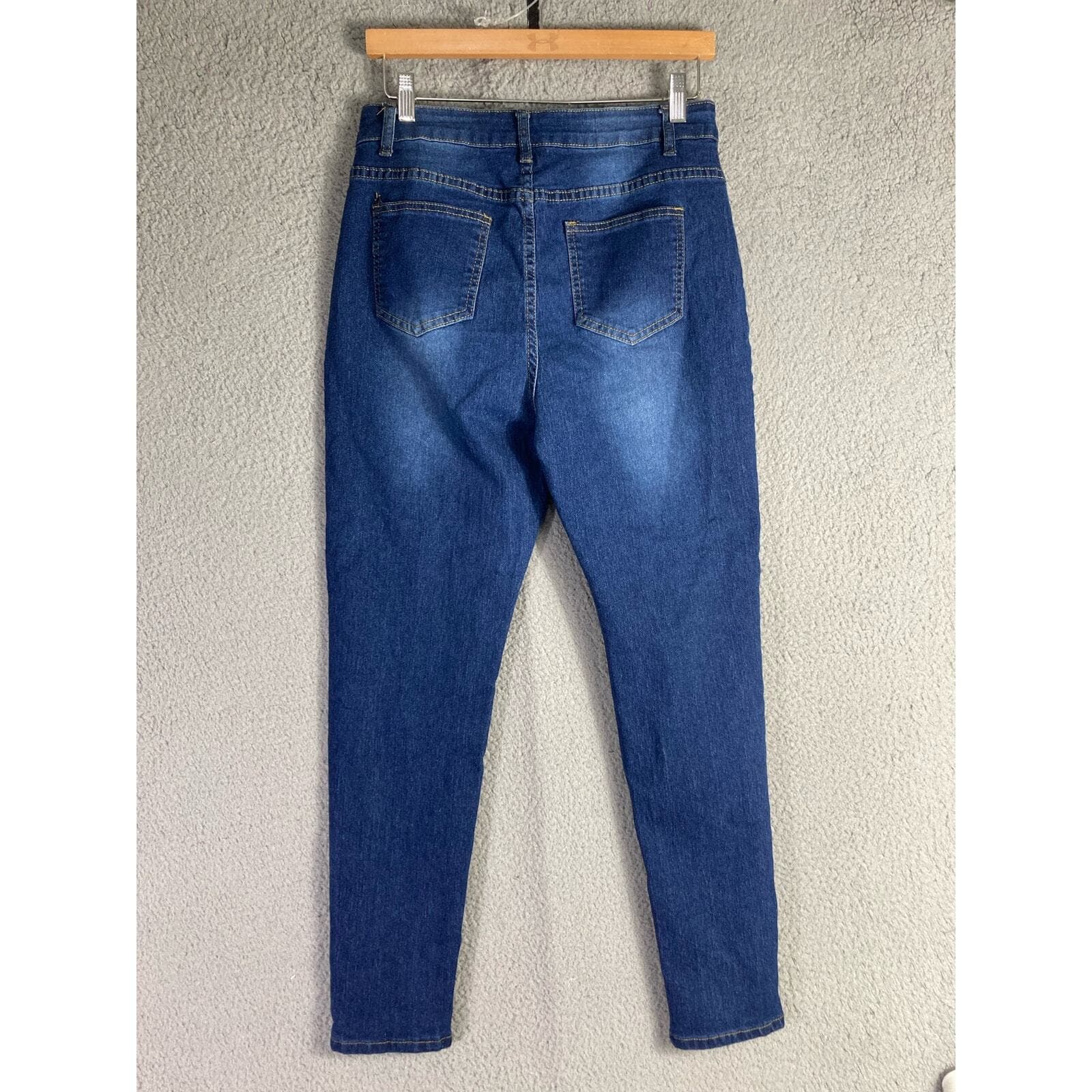Women's High Waist Stretch Denim Jeggings Medium Blue M - Thumbnail 3