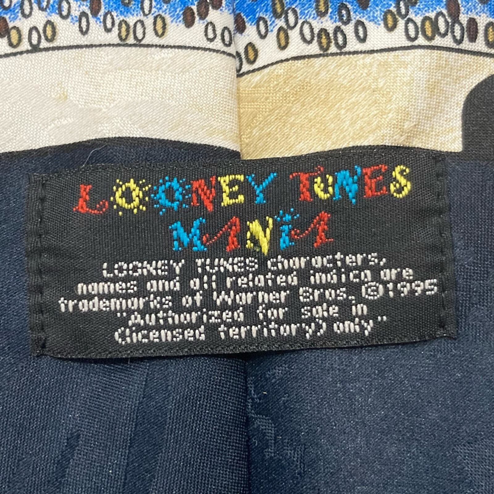 Vintage 1995 Looney Tunes Tazmanian Devil Football Necktie Multicolor Men's Tie - Thumbnail 2
