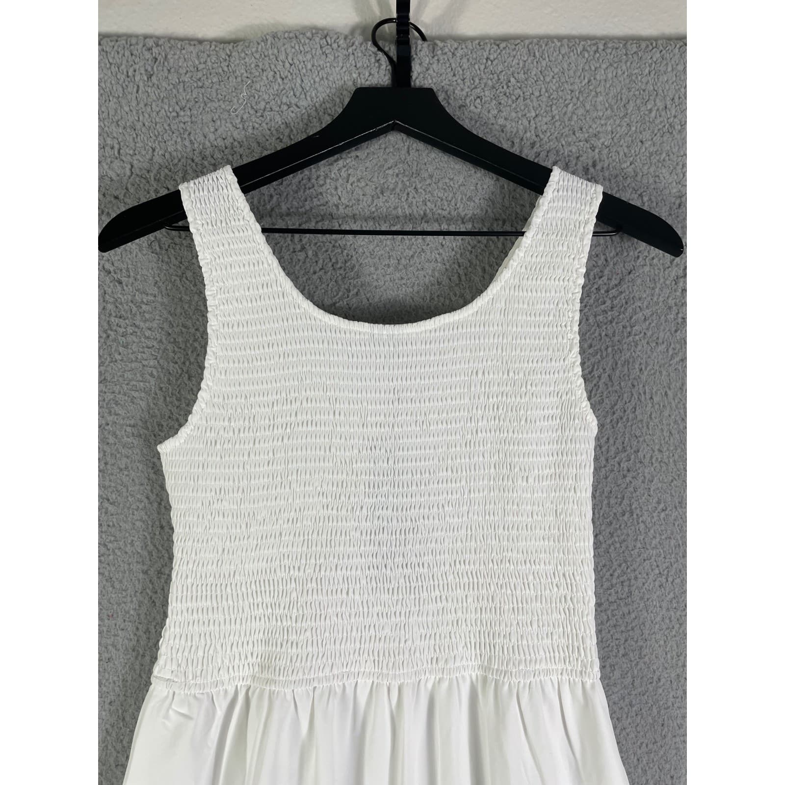 Womens White Smocked Tiered Maxi Dress Sleeveless Boho Summer Occasion M - Thumbnail 13