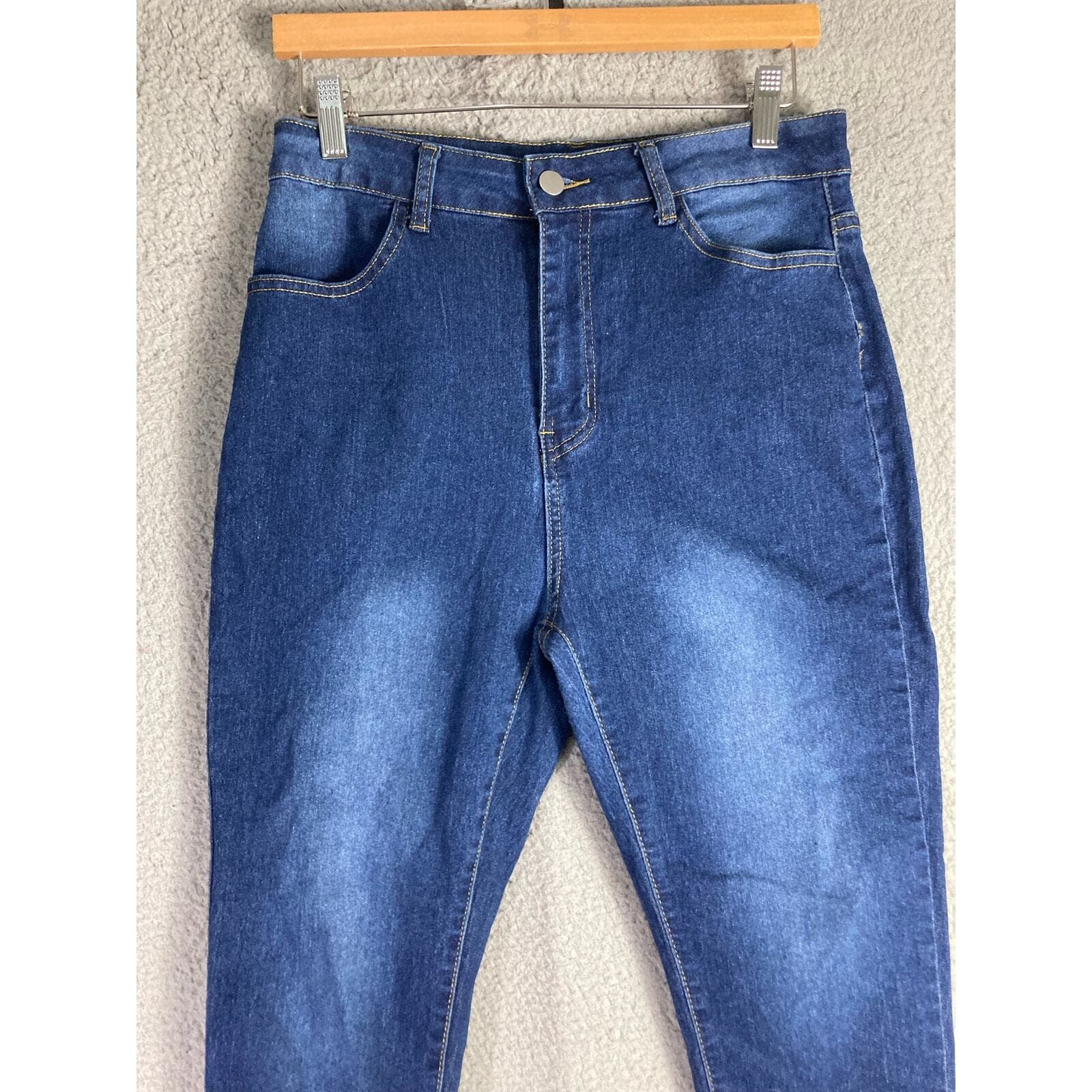 Women's High Waist Stretch Denim Jeggings Medium Blue M - Thumbnail 4