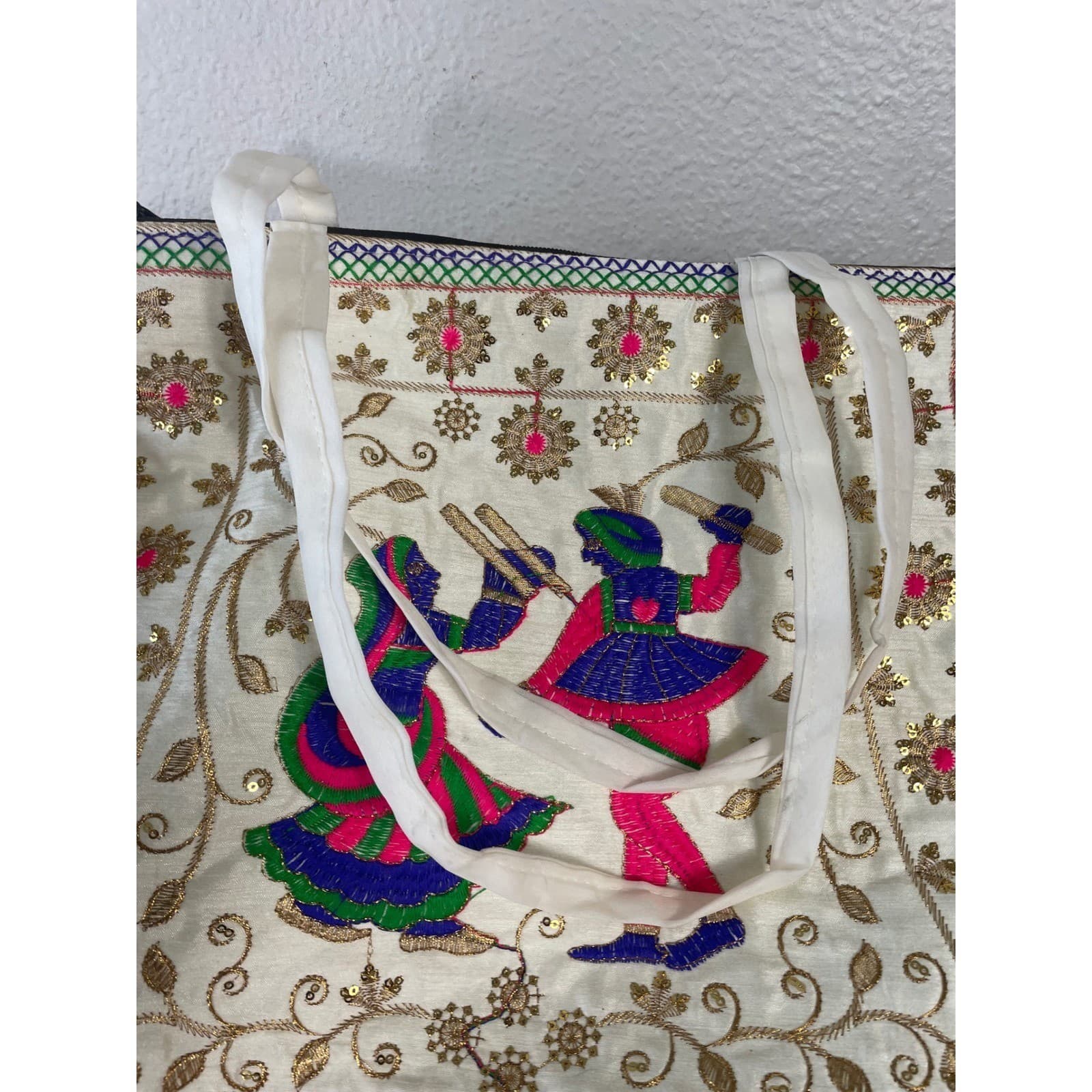 Indian Embroidered Tote Bag Dandiya Dance Mirror Work Boho Tassel Handmade - Thumbnail 9
