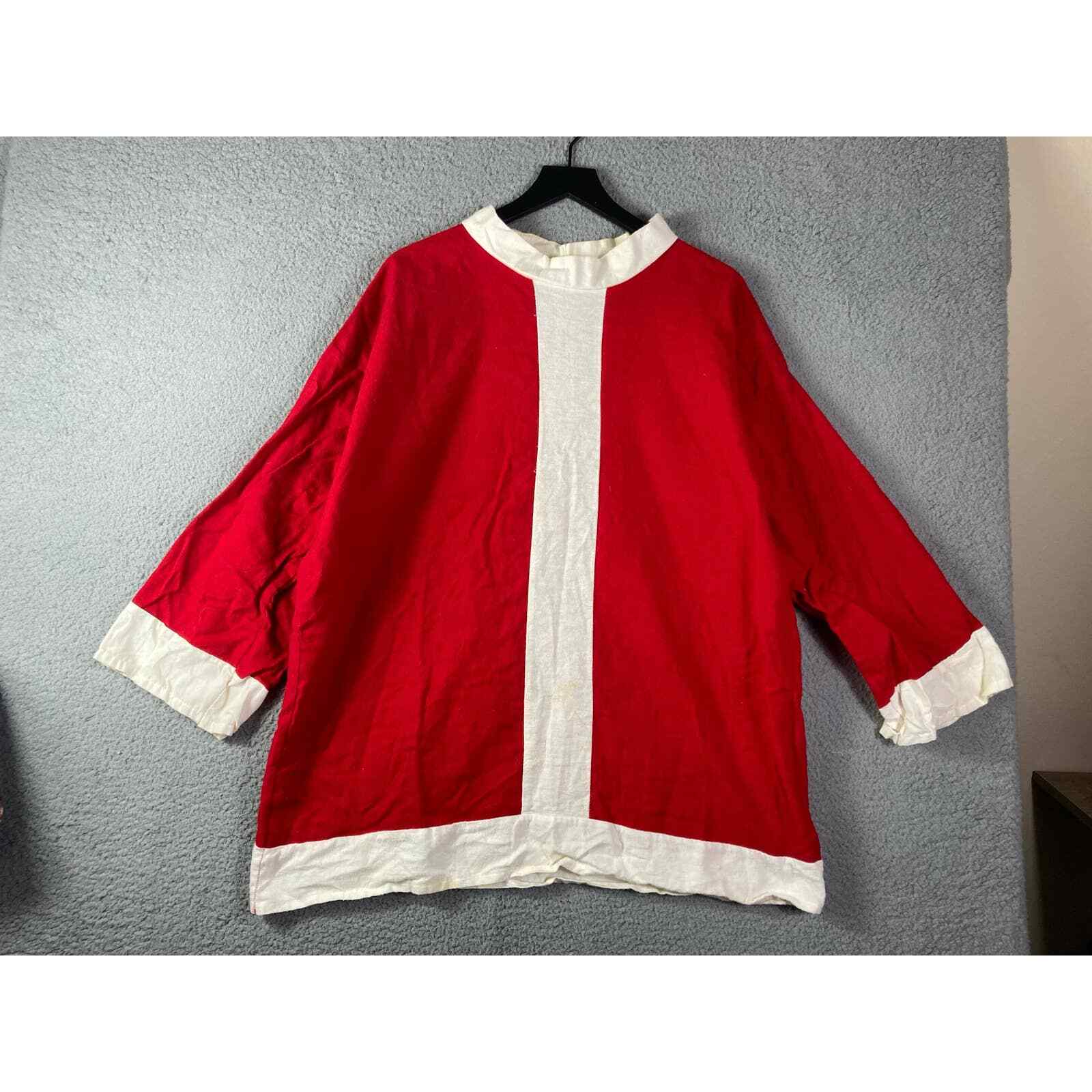 Vintage Santa Claus Costume Suit Red Holiday Outfit Adult One Size Christmas Vtg - Thumbnail 2