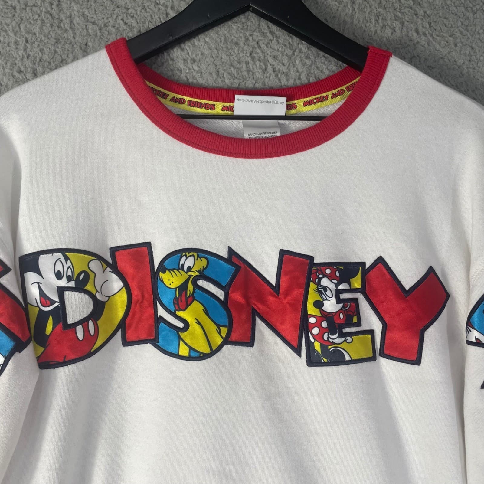 Walt Disney World Mickey Friends Sweatshirt Womens L Crowned Striped Disney - Thumbnail 7