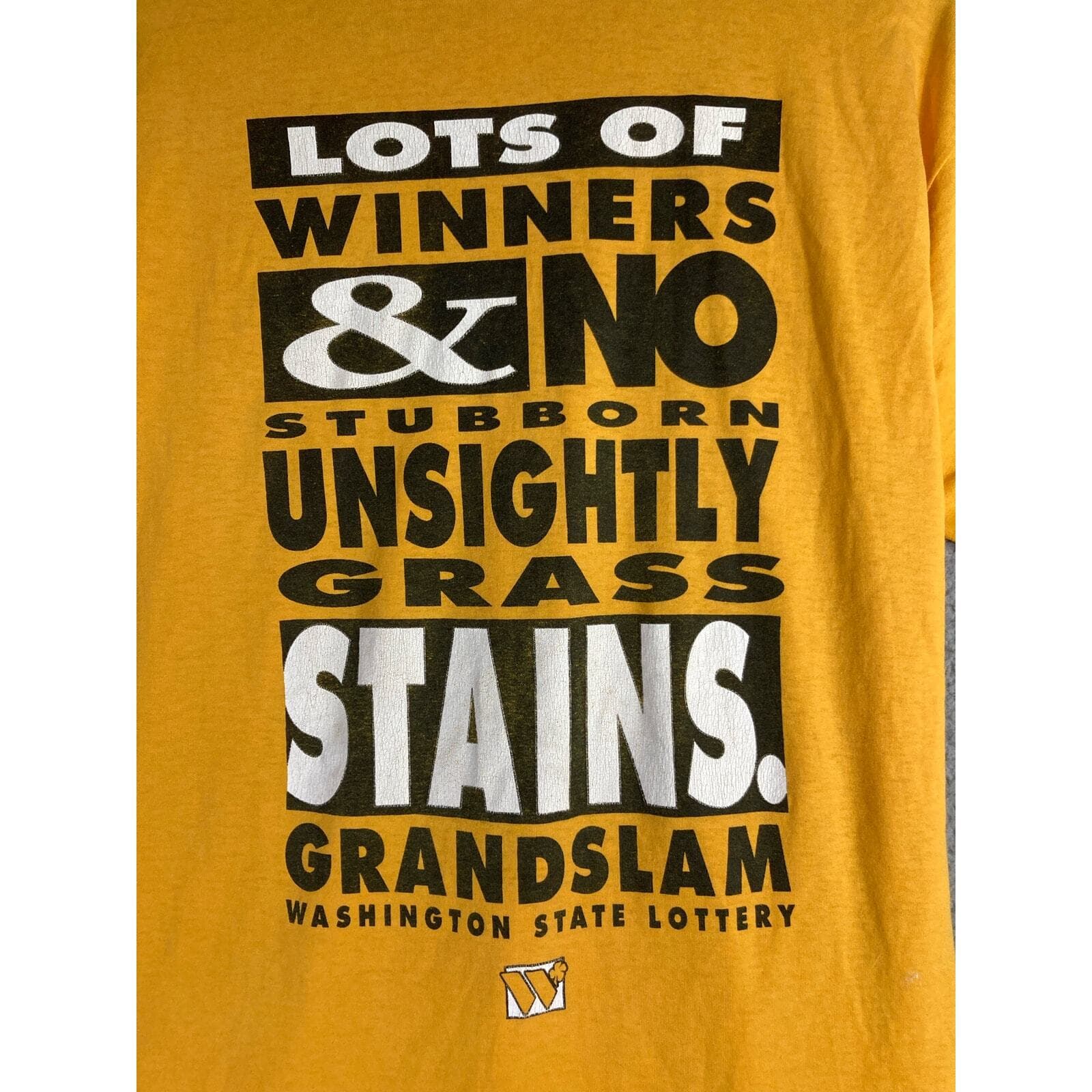 Vintage 80s Grand Slam Baseball Washington Lottery Graphic T-Shirt Yellow Mens M - Thumbnail 6