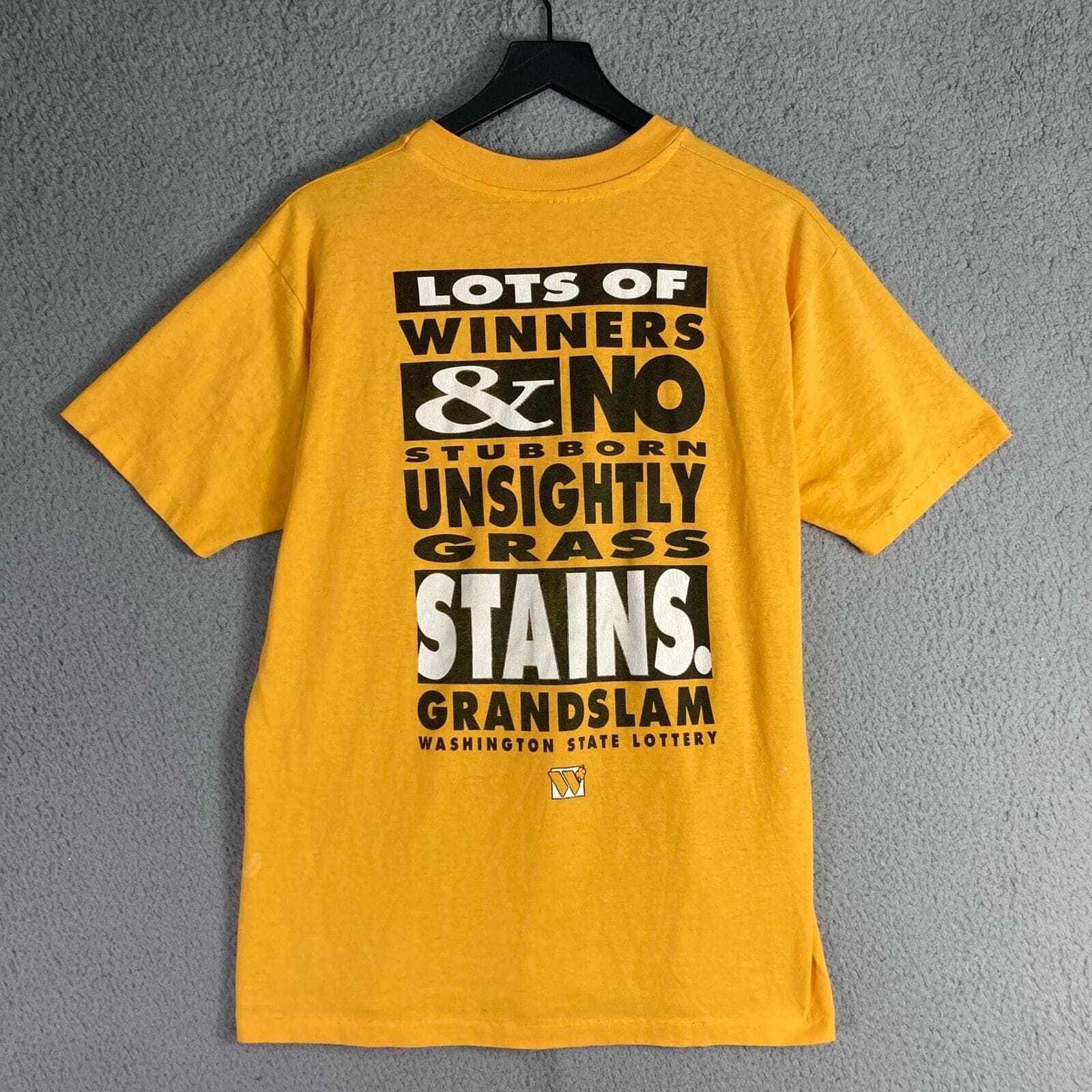 Vintage 80s Grand Slam Baseball Washington Lottery Graphic T-Shirt Yellow Mens M - Thumbnail 11