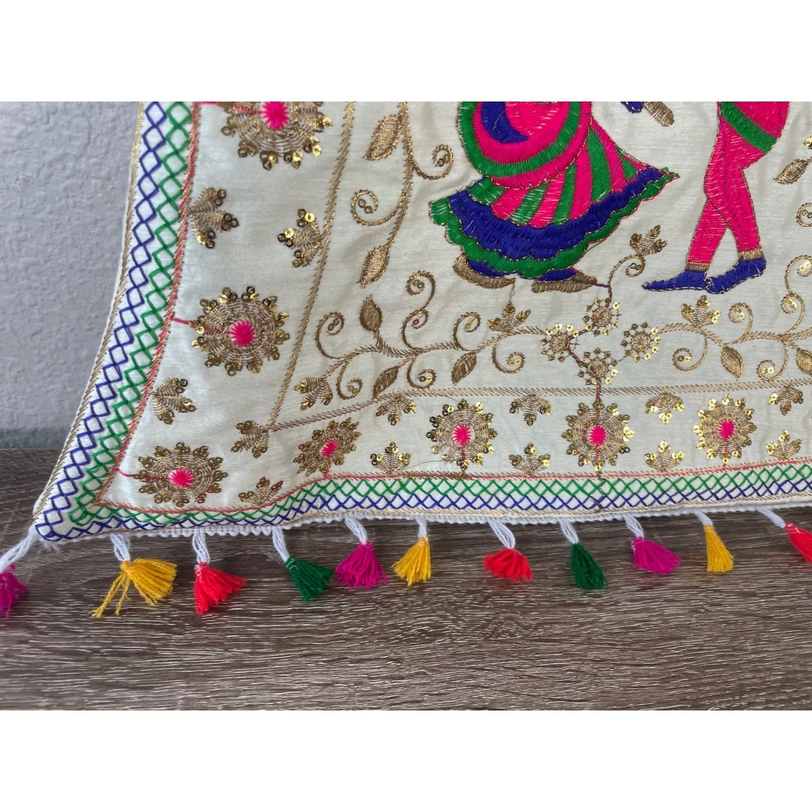Indian Embroidered Tote Bag Dandiya Dance Mirror Work Boho Tassel Handmade - Thumbnail 6