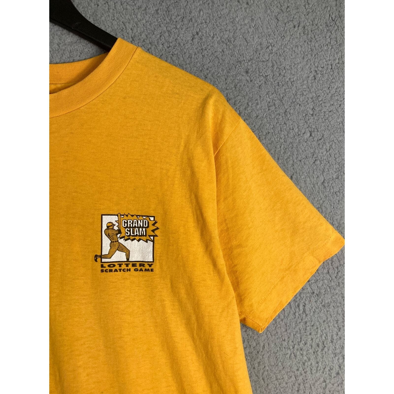 Vintage 80s Grand Slam Baseball Washington Lottery Graphic T-Shirt Yellow Mens M - Thumbnail 10