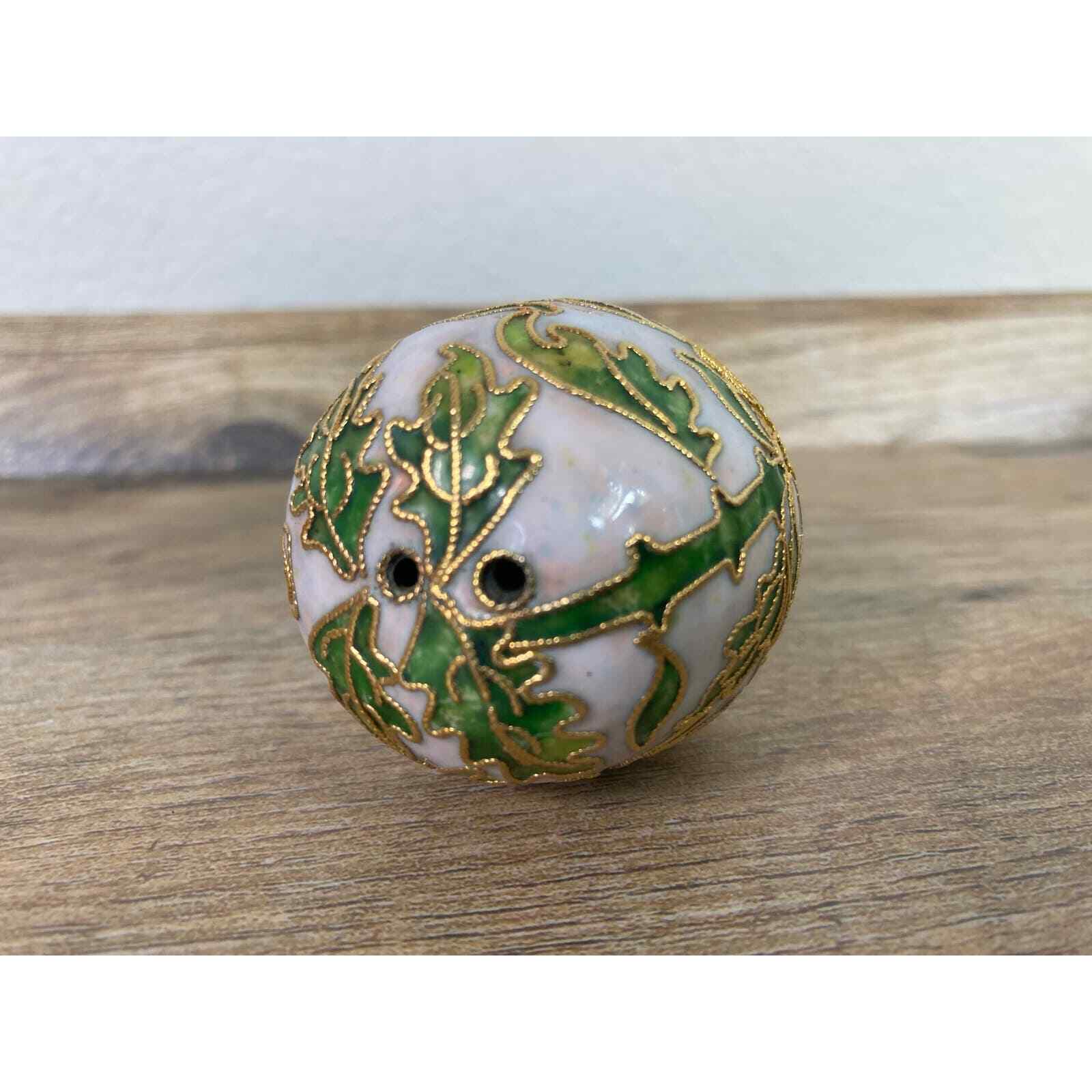 Christmas Egg Ornament Cloisonne Vintage Cloisonné Gold Hand Painted Holiday - Thumbnail 7
