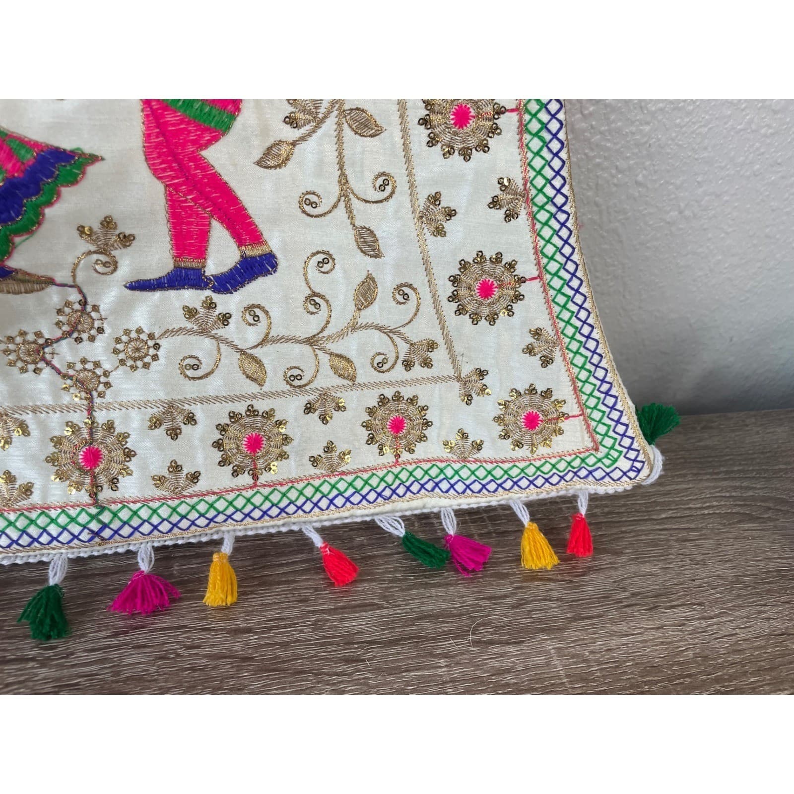 Indian Embroidered Tote Bag Dandiya Dance Mirror Work Boho Tassel Handmade - Thumbnail 7