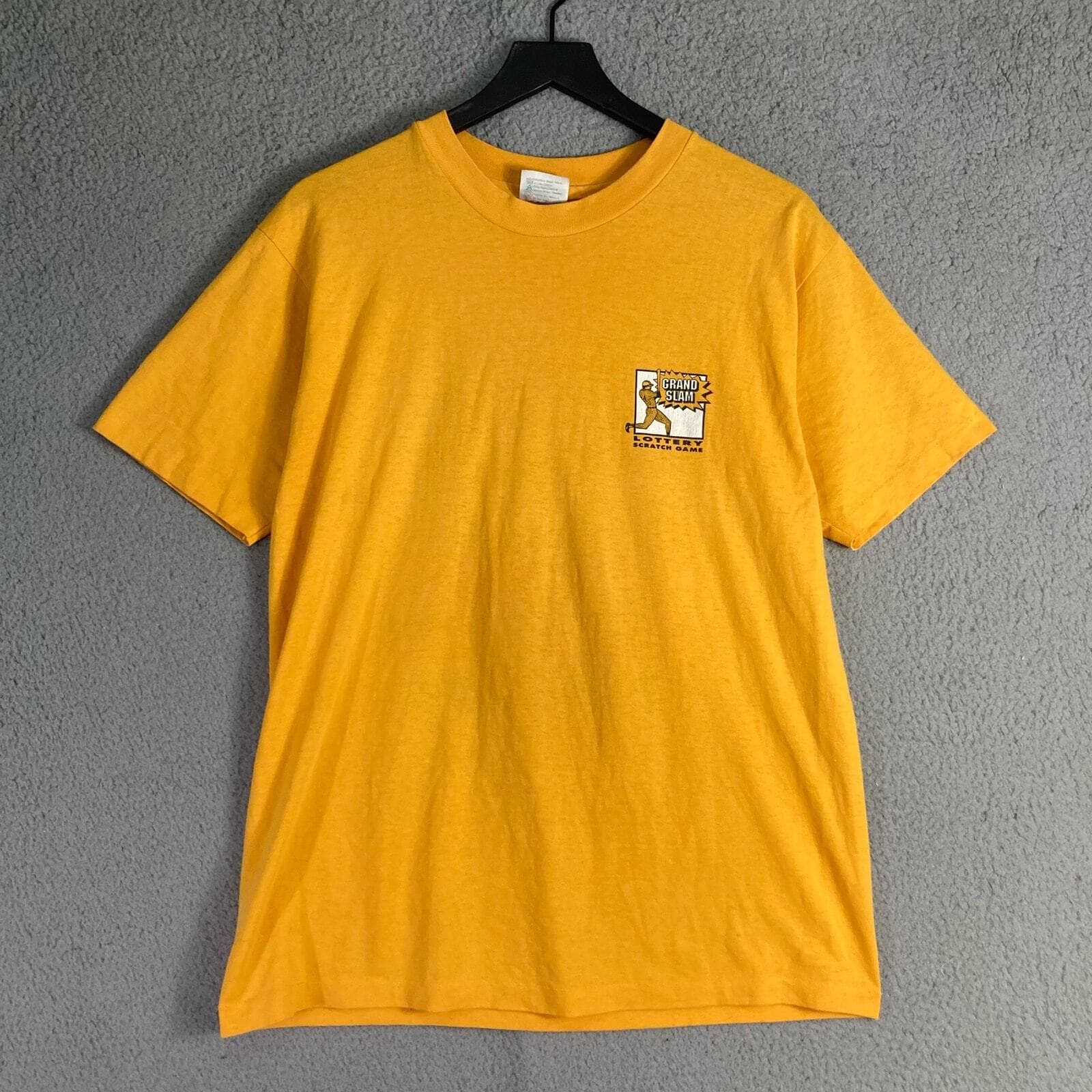 Vintage 80s Grand Slam Baseball Washington Lottery Graphic T-Shirt Yellow Mens M - Thumbnail 12