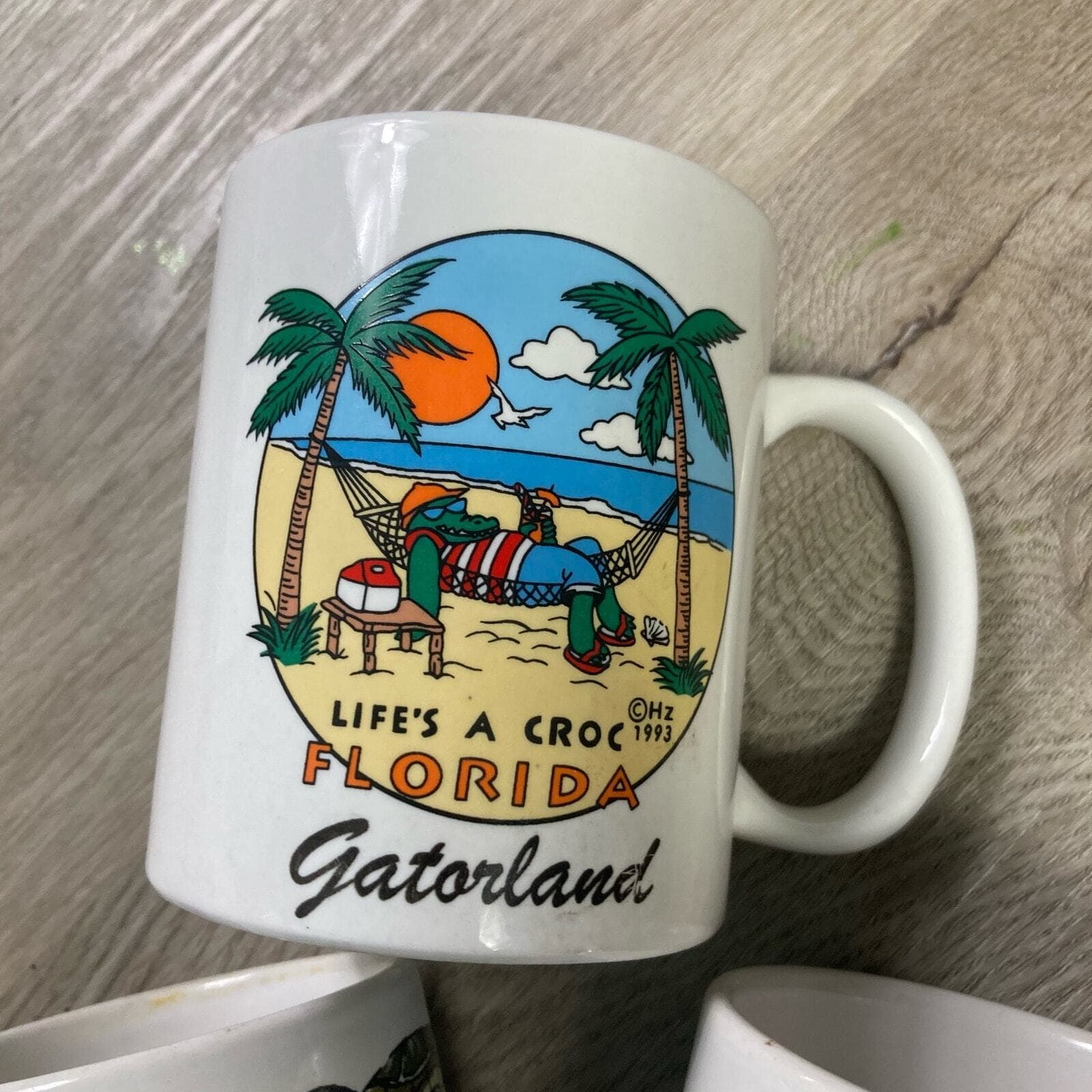 Set of 3 Vintage Florida Souvenir Coffee Tea Mugs Croc, Turtles, Sailboats 90s - Thumbnail 3