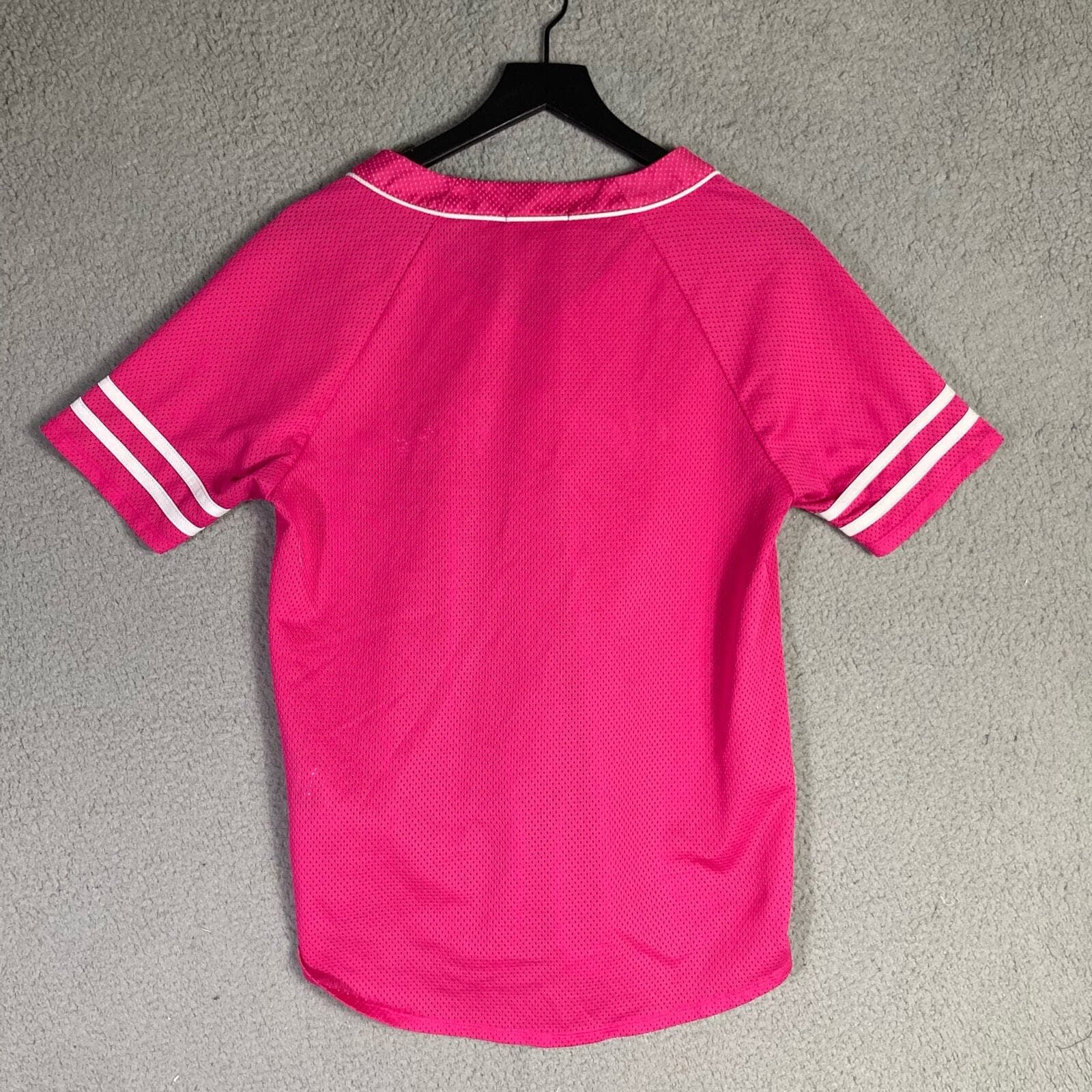 Forever 21 Women's Pink V-Neck New York Graphic Jersey Top M - Thumbnail 7