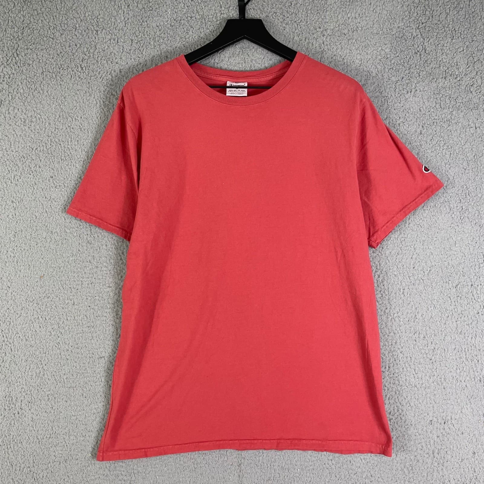 Champion Red Cotton Crewneck Short Sleeve T Shirt Men's Medium C Logo - Thumbnail 5