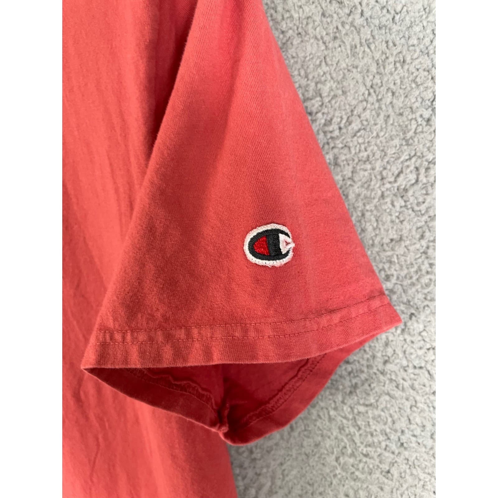 Champion Red Cotton Crewneck Short Sleeve T Shirt Men's Medium C Logo - Thumbnail 8