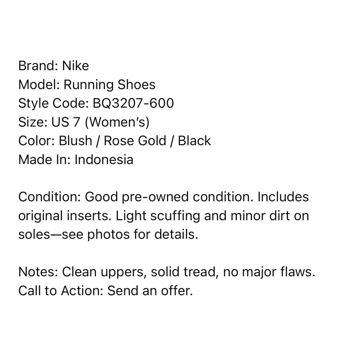 Nike Revolution Running Shoes Women's 7 Blush Pink Lightweight Cushioned - Thumbnail 2